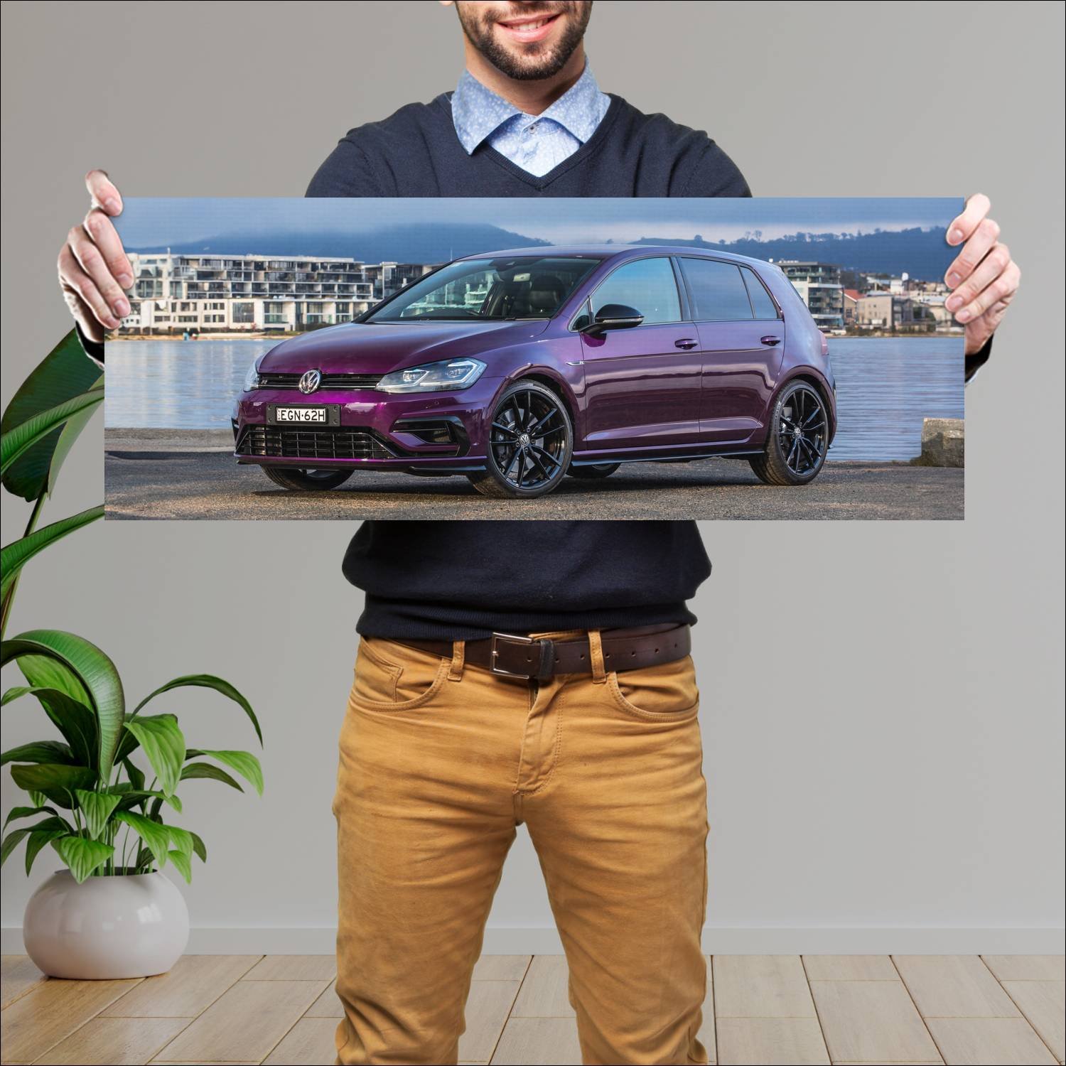 Cuadro grande 30x80cm 2020 volkswagen golf r final 786 Volkswagen