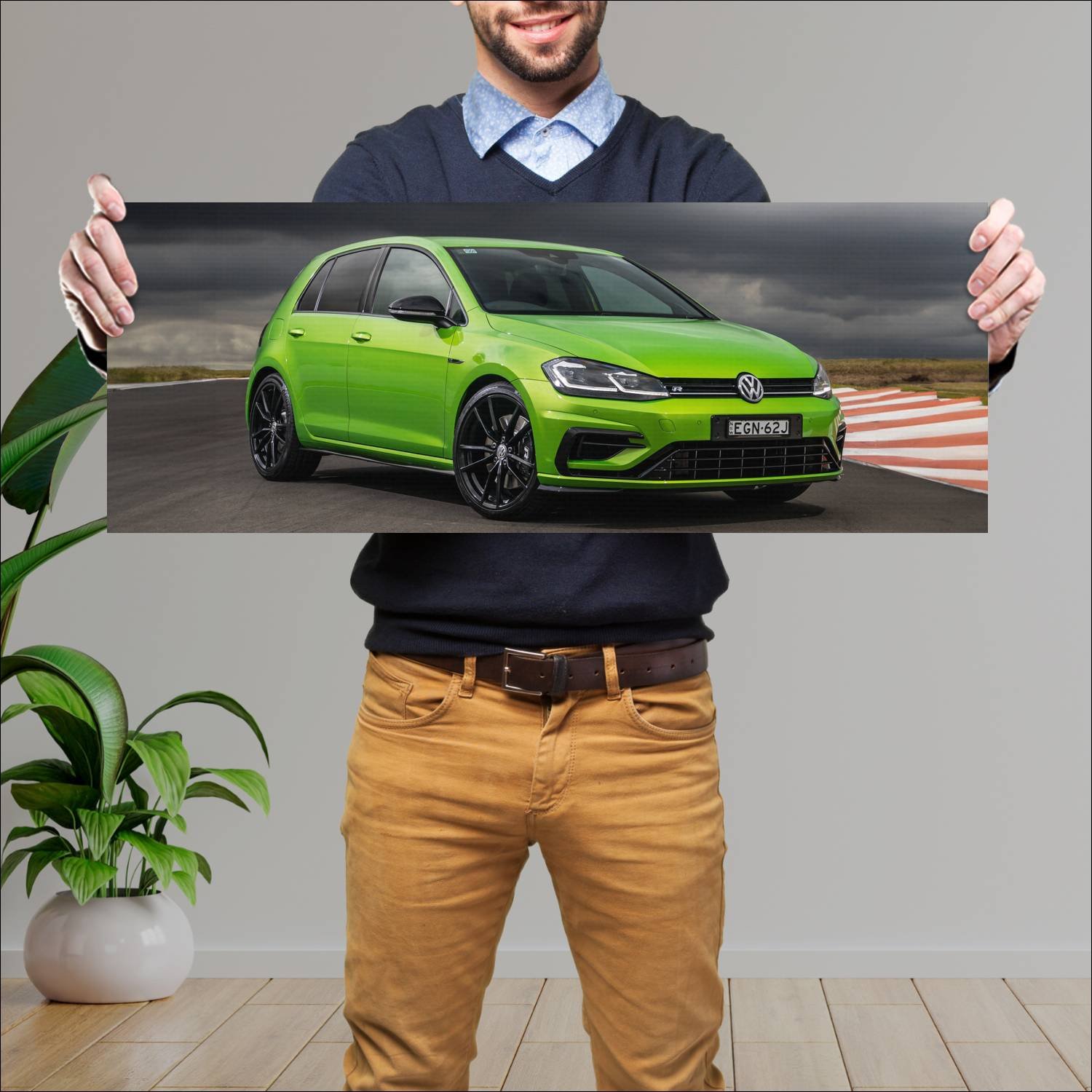 Cuadro grande 30x80cm 2020 volkswagen golf r final 787 Volkswagen