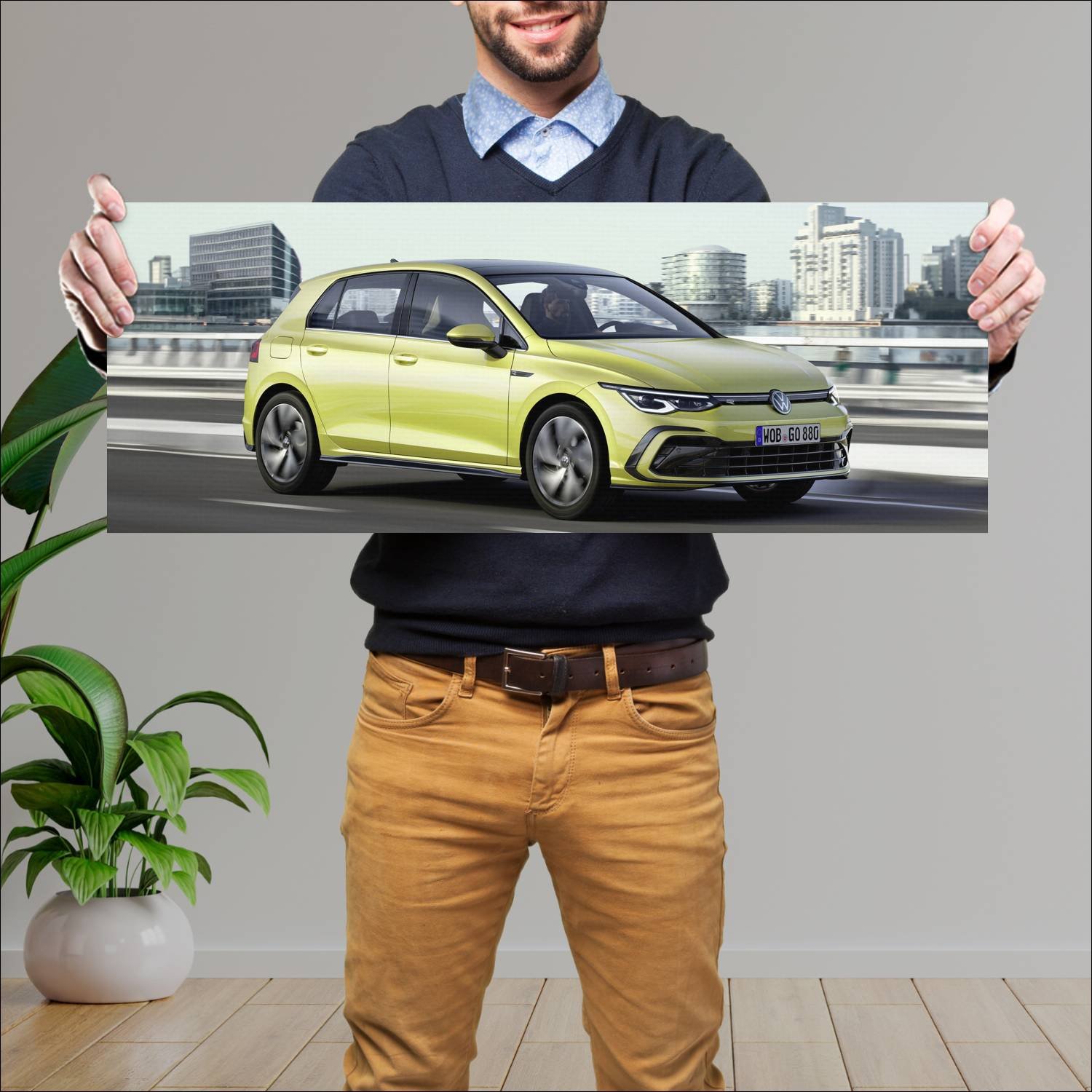 Cuadro grande 30x80cm 2020 volkswagen golf r line 788 Volkswagen