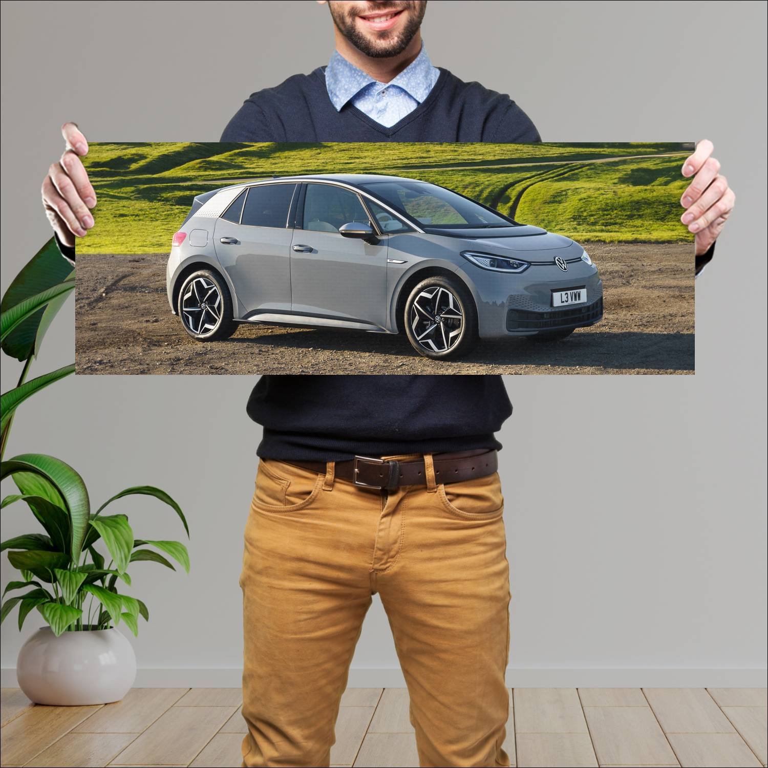 Cuadro grande 30x80cm 2020 volkswagen id 3 1st uk 797 Volkswagen