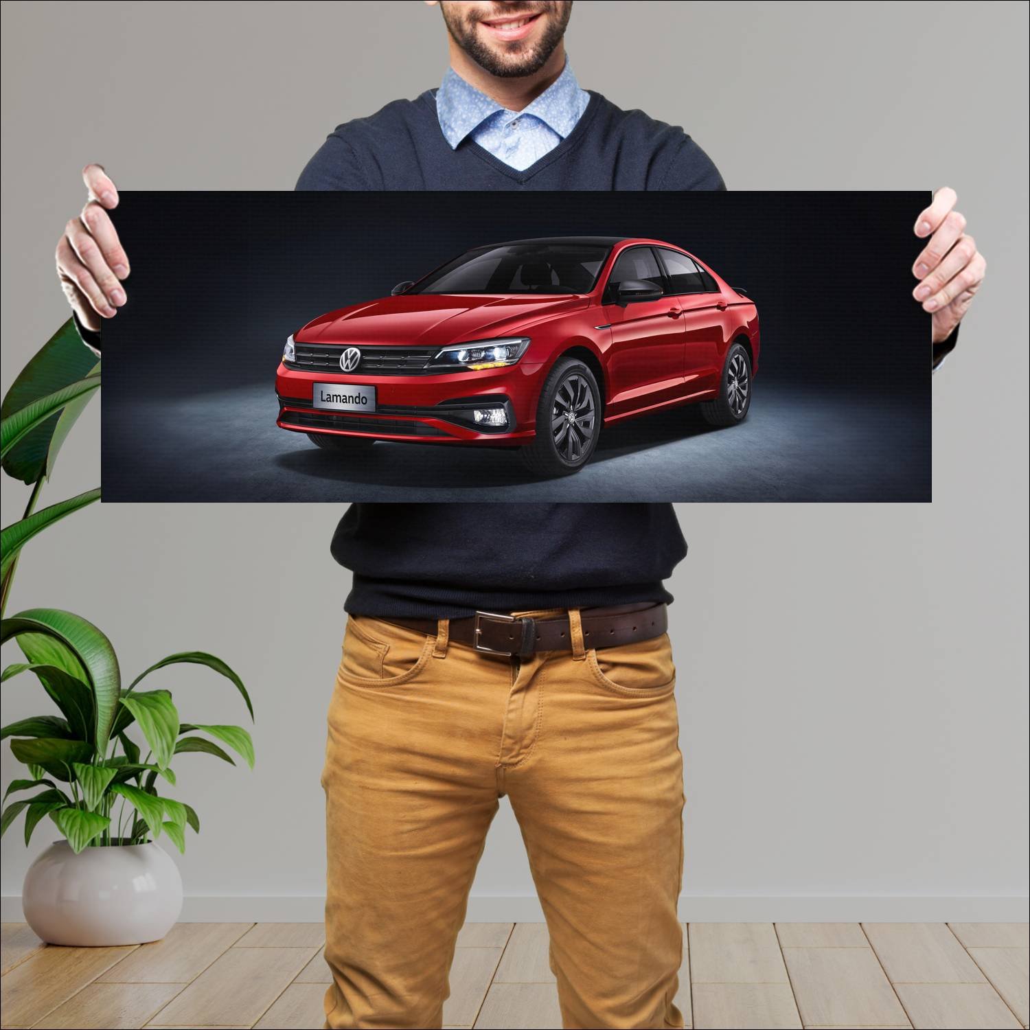 Cuadro grande 30x80cm 2020 volkswagen lamando blac 799 Volkswagen