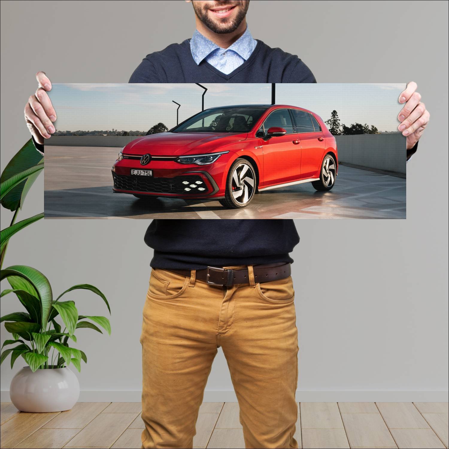 Cuadro grande 30x80cm 2021 volkswagen golf gti au 861 Volkswagen