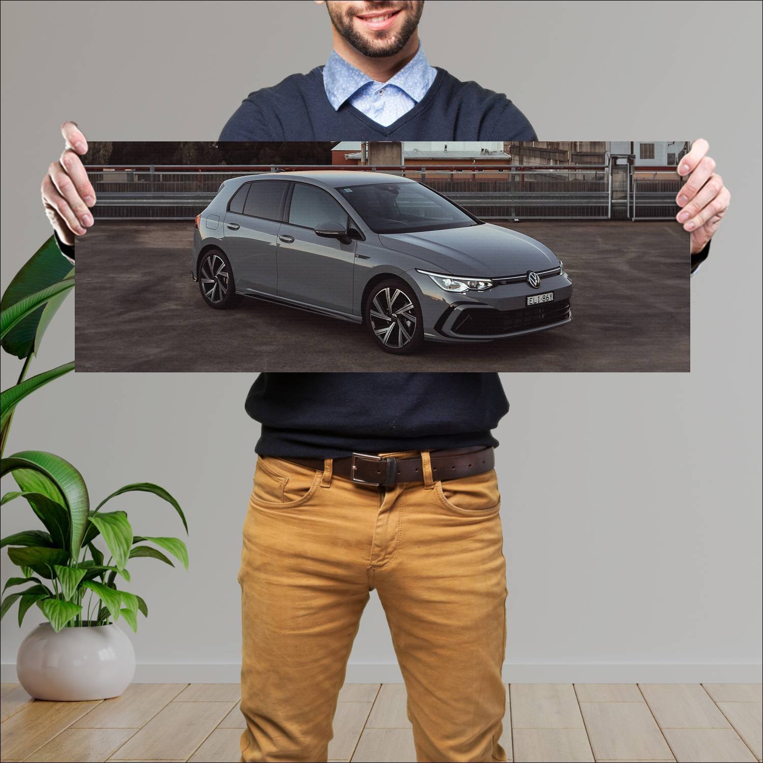 Cuadro grande 30x80cm 2021 volkswagen golf r line 872 Volkswagen