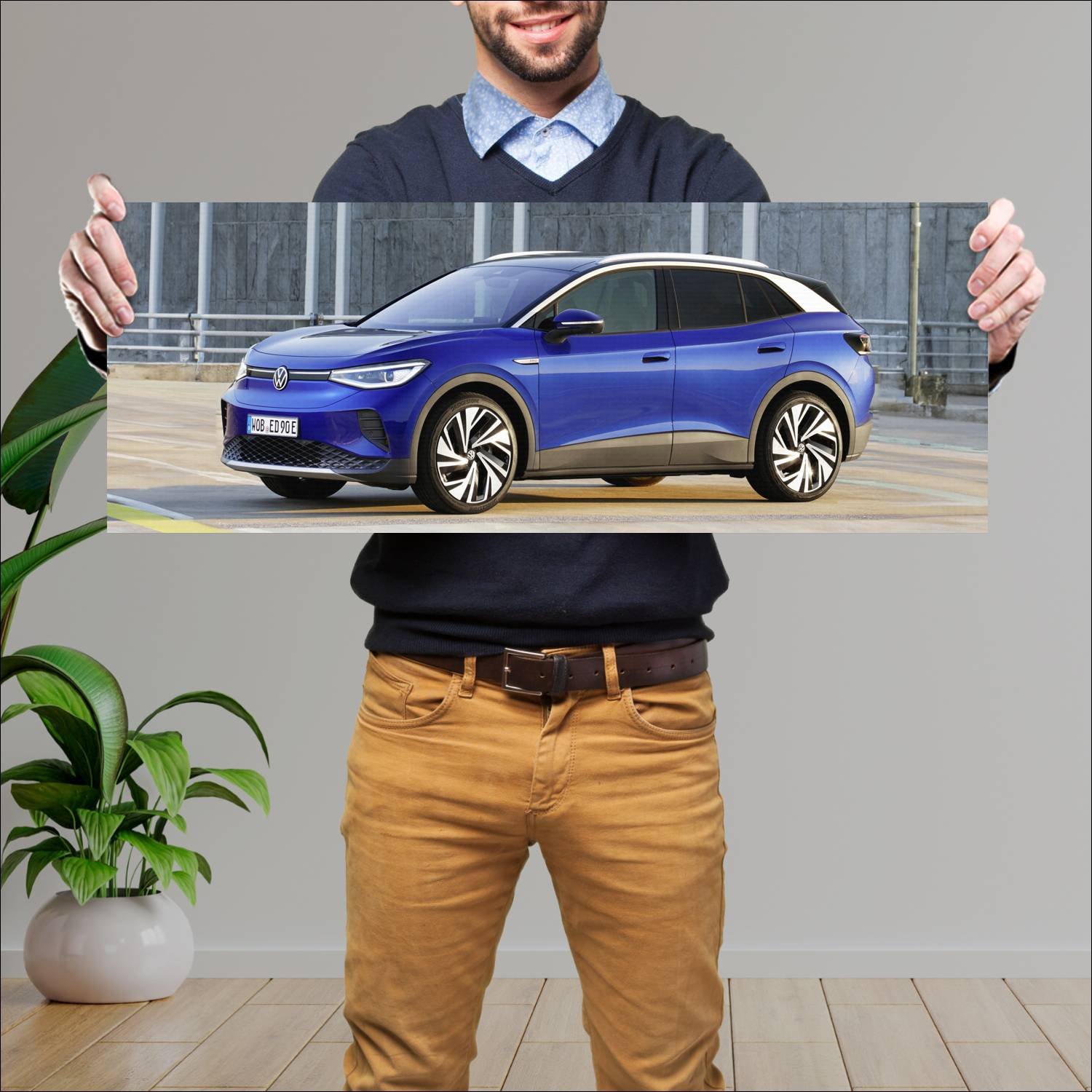 Cuadro grande 30x80cm 2021 volkswagen id 4 auto 879 Volkswagen