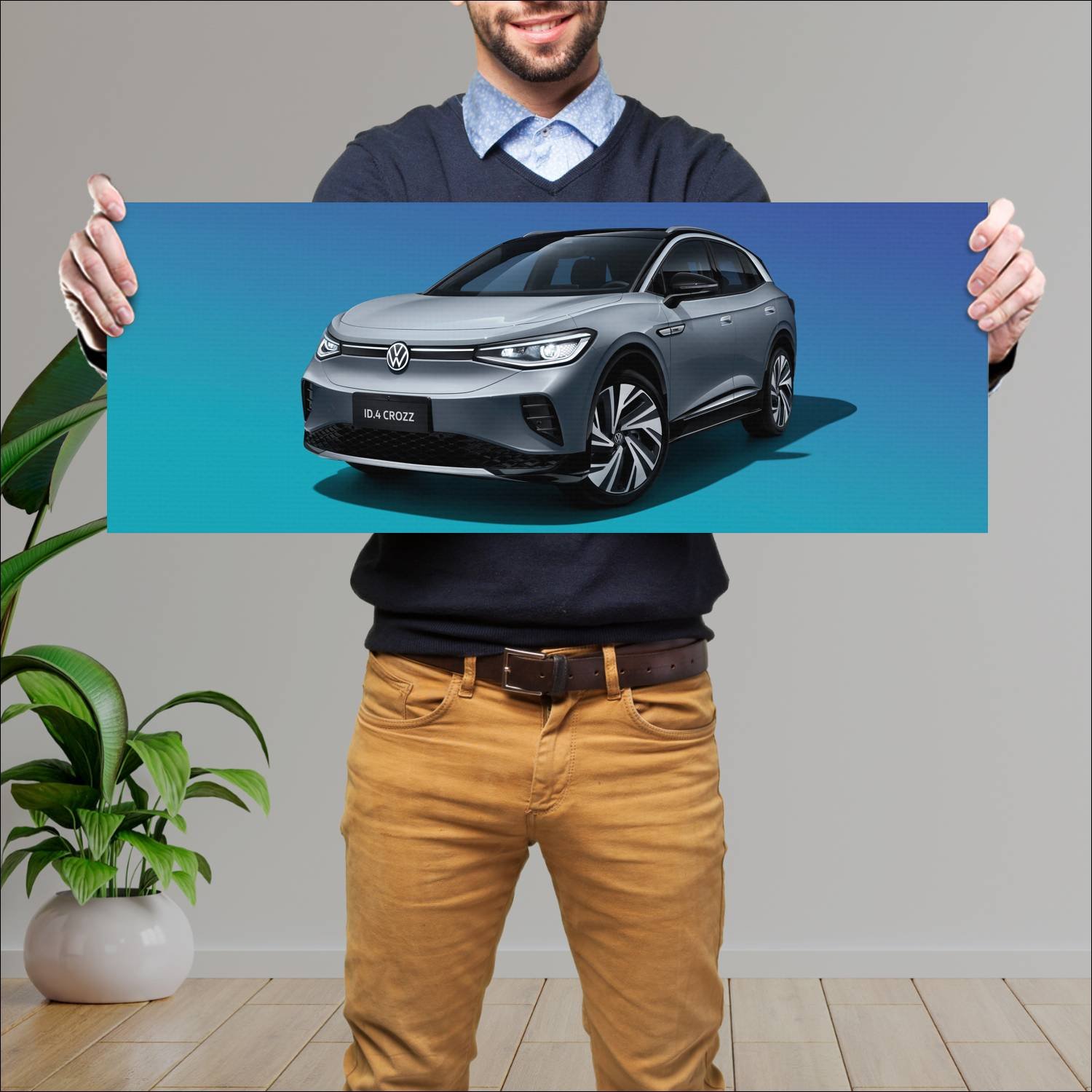 Cuadro grande 30x80cm 2021 volkswagen id 4 crozz c 884 Volkswagen