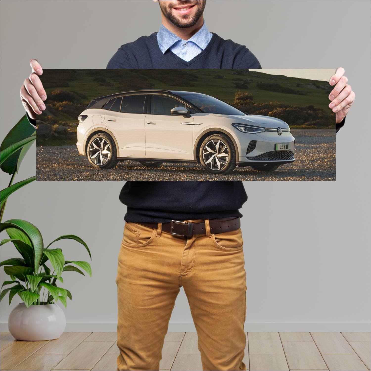 Cuadro grande 30x80cm 2021 volkswagen id 4 gtx uk 887 Volkswagen
