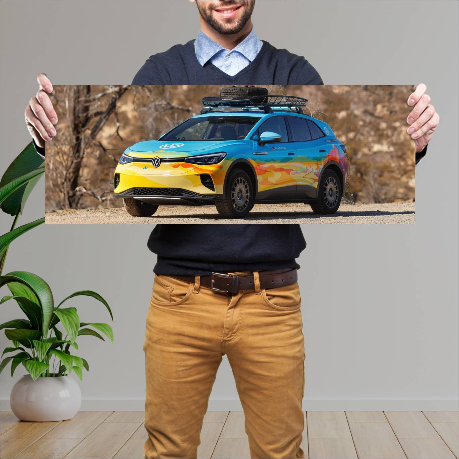 Cuadro grande 30x80cm 2021 volkswagen id 4 rebelle 890 Volkswagen