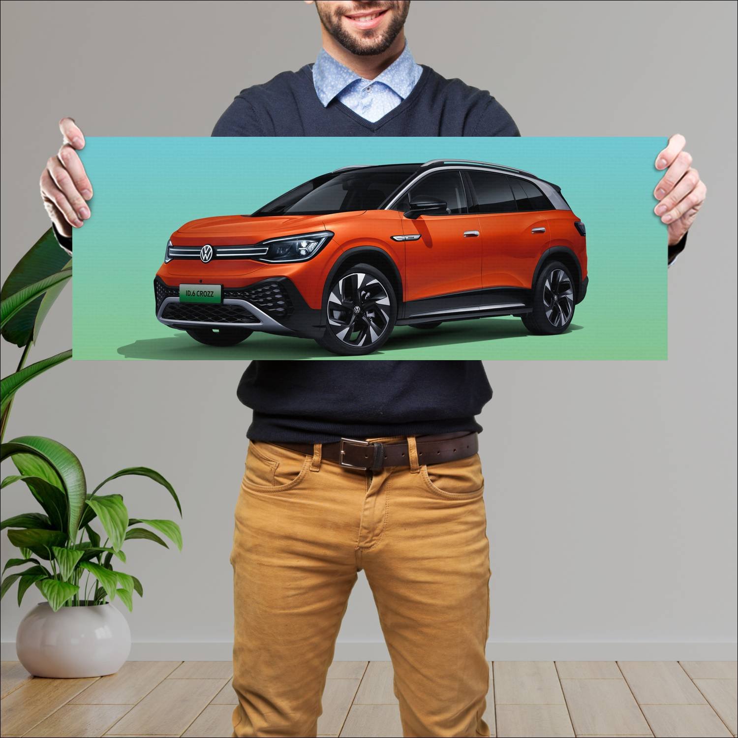 Cuadro grande 30x80cm 2021 volkswagen id 6 crozz c 895 Volkswagen