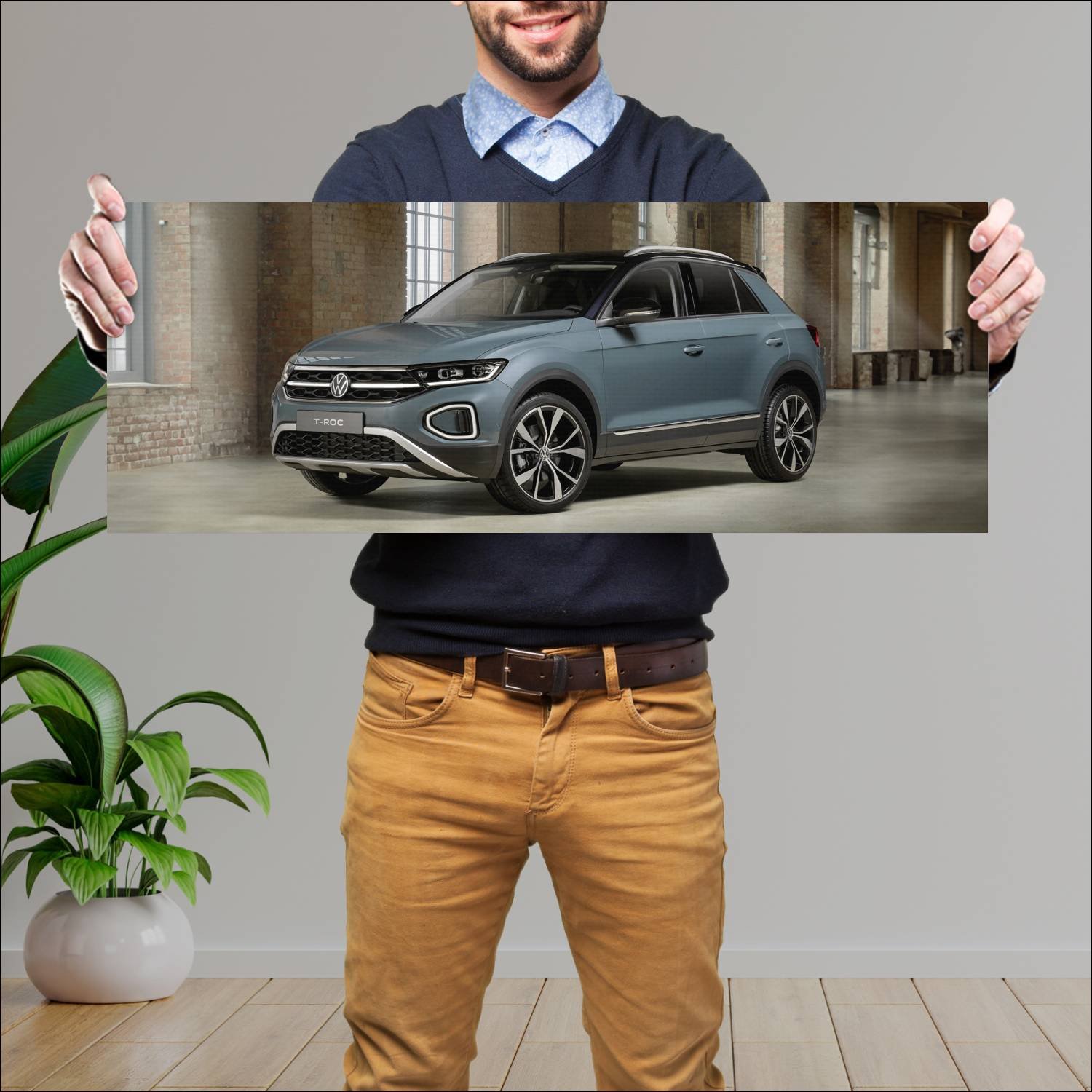 Cuadro grande 30x80cm 2021 volkswagen t roc auto 916 Volkswagen