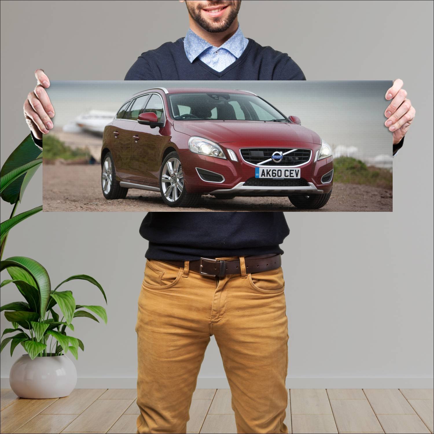 Cuadro grande 30x80cm 2010 volvo v60 uk auto 333 Volvo