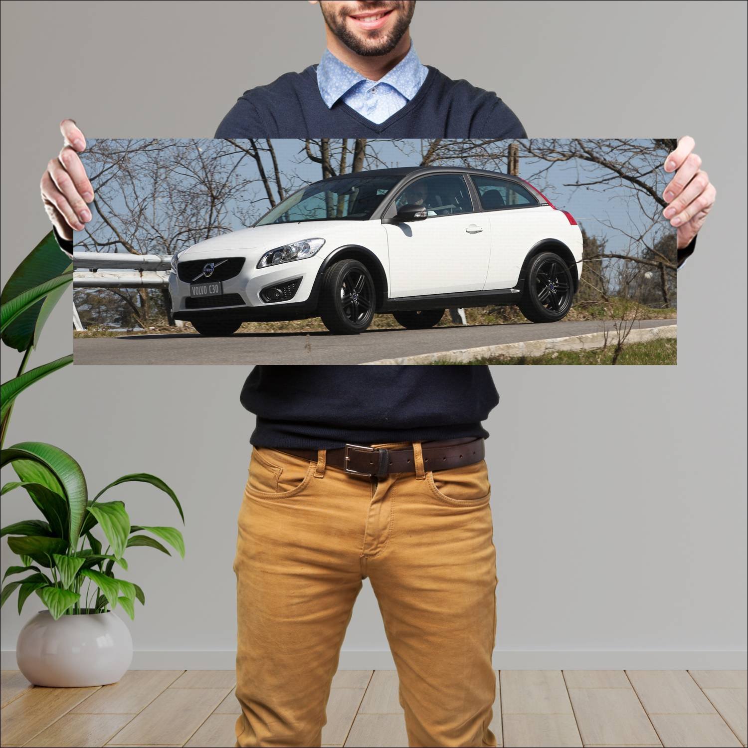 Cuadro grande 30x80cm 2011 volvo c30 black auto 336 Volvo