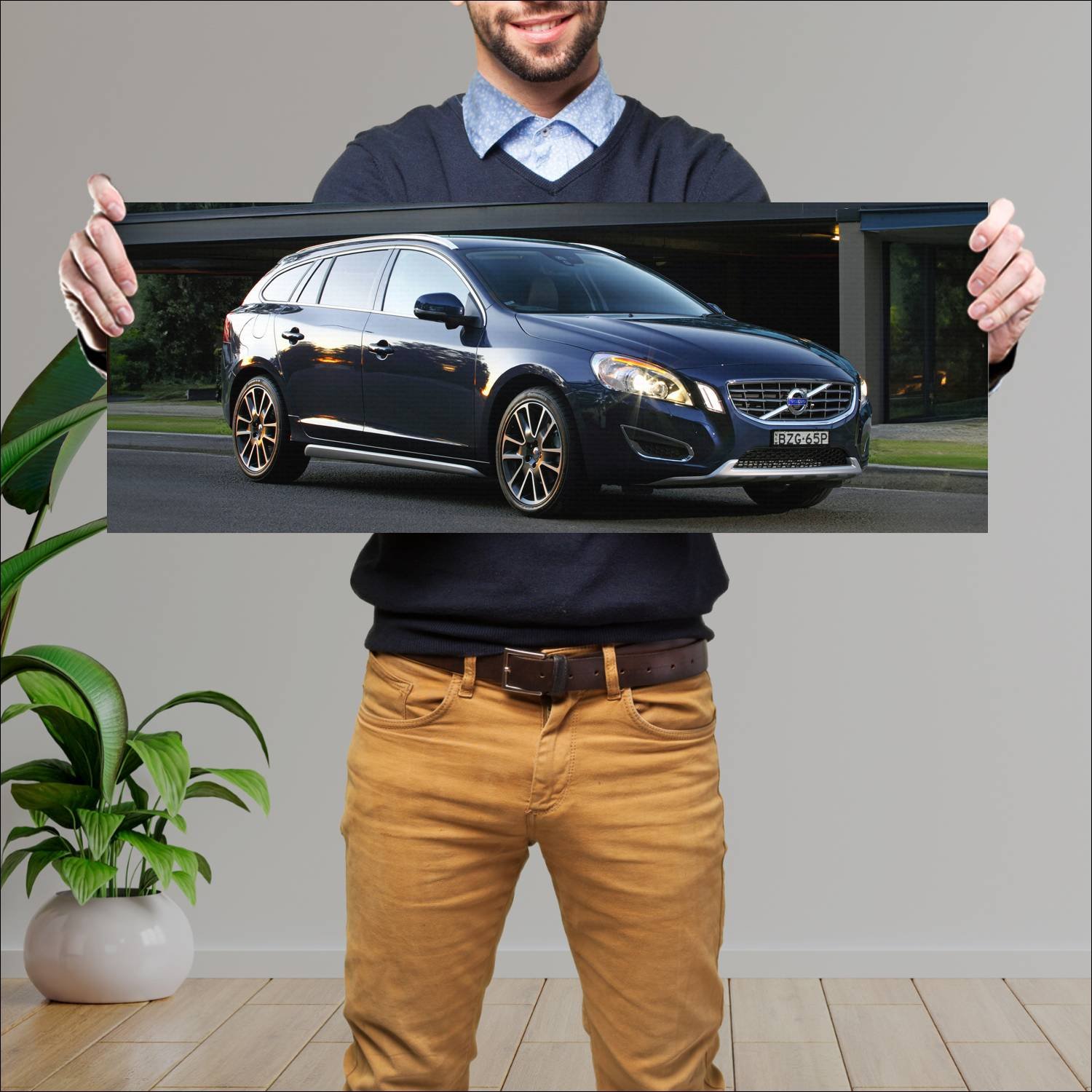 Cuadro grande 30x80cm 2011 volvo v60 au auto 344 Volvo