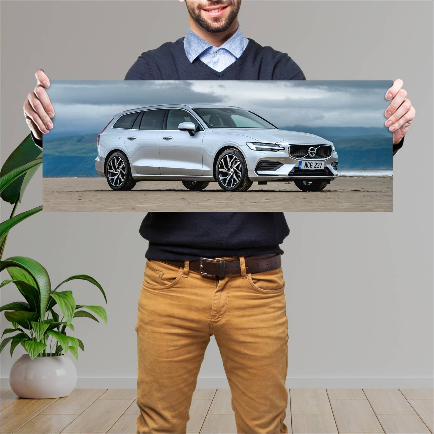 Cuadro grande 30x80cm 2018 volvo v60 uk auto 566 Volvo