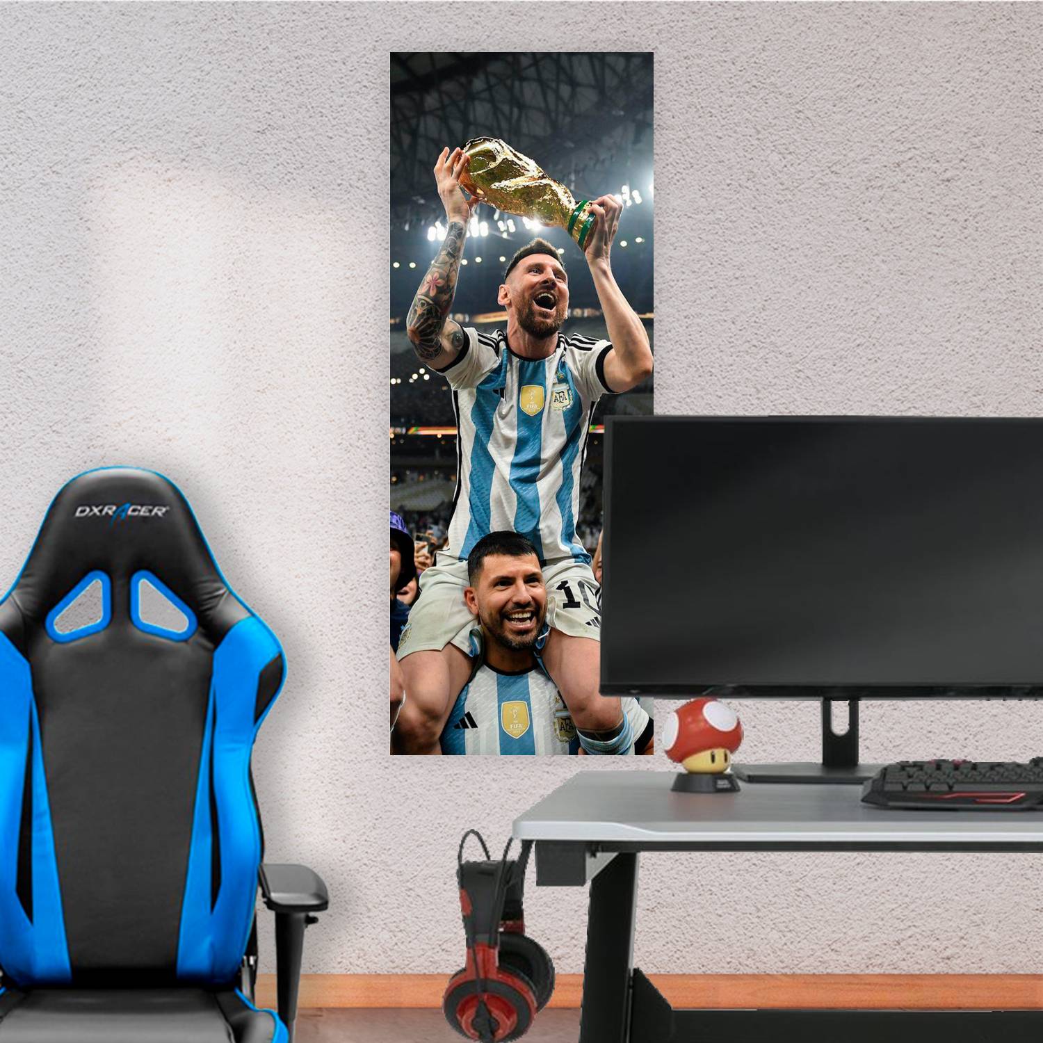 Cuadro grande 30x80cm Messi y Aguero  Futbol