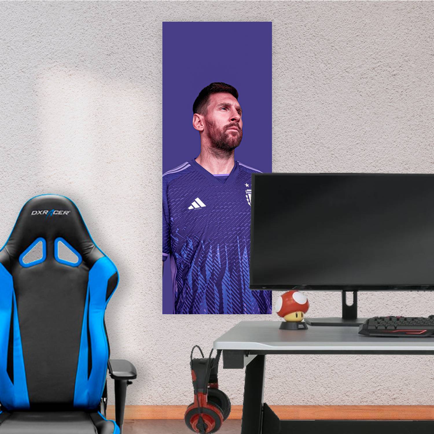 Cuadro grande 30x80cm Messi camiseta suplente Futbol