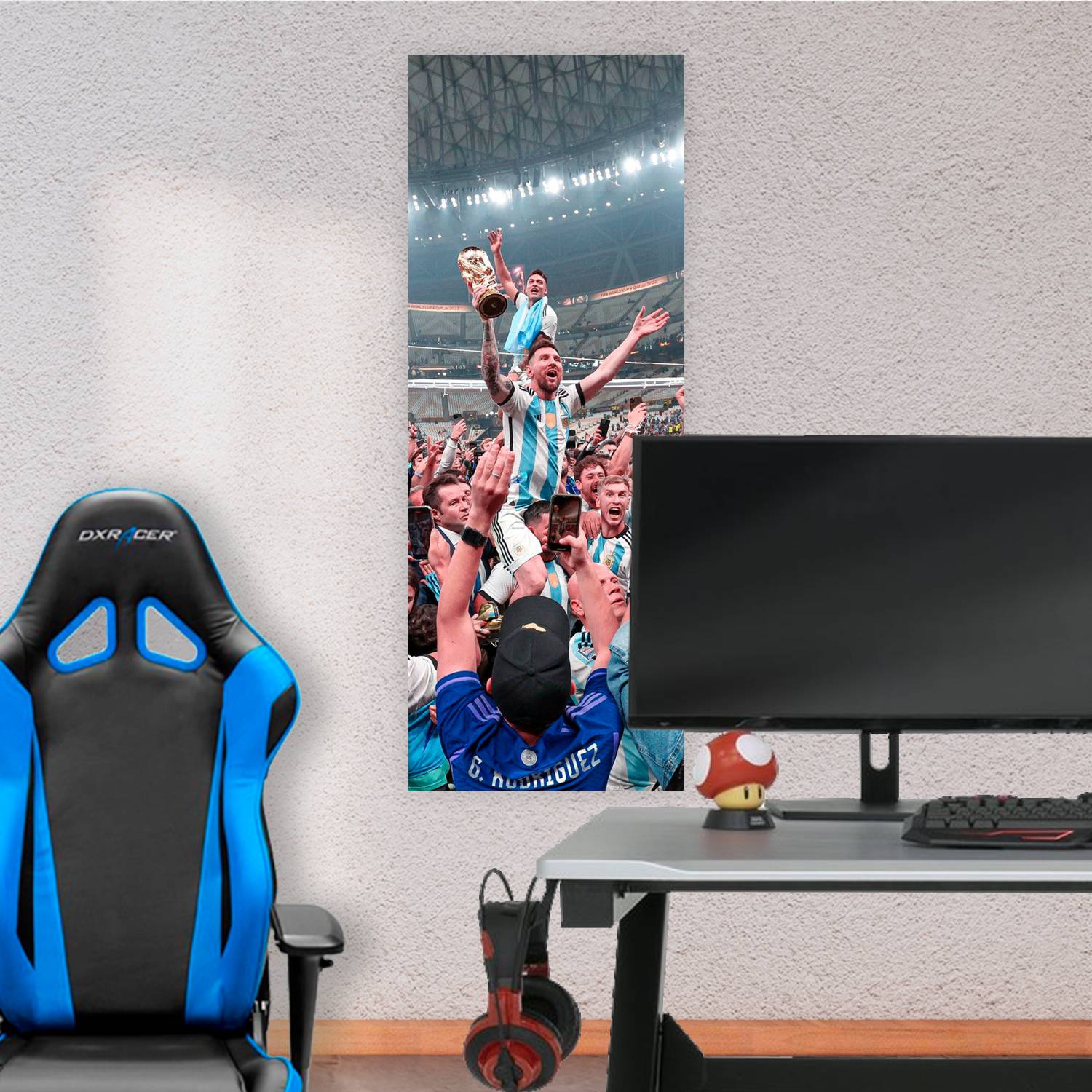 Cuadro grande 30x80cm Messi con la gente Futbol