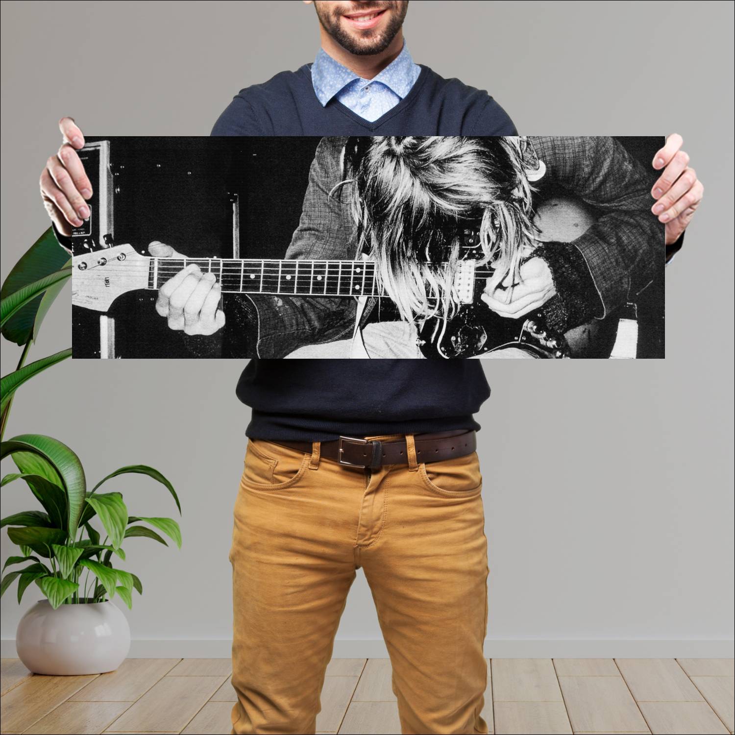 Cuadro grande 30x80cm Nirvana Kurt Cobain Guitarra Musica
