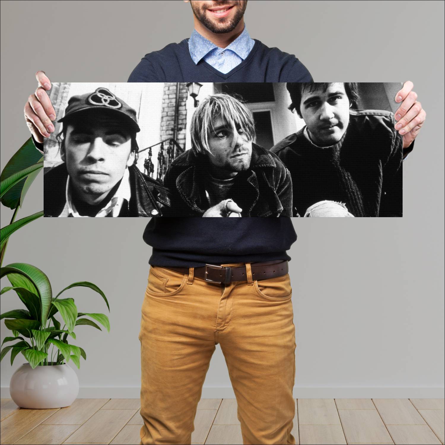 Cuadro grande 30x80cm Nirvana Kurt, Dave y Krist Musica