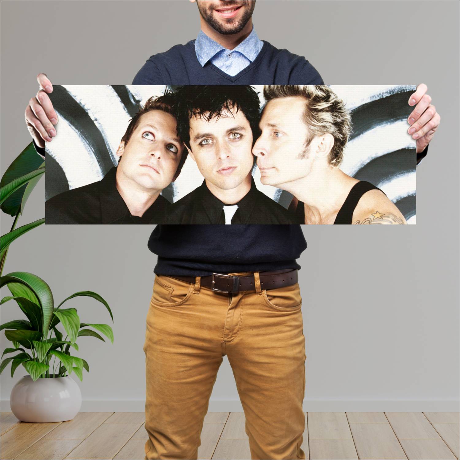 Cuadro grande 30x80cm Green Day Tre Cool, Billie y Mike Musica