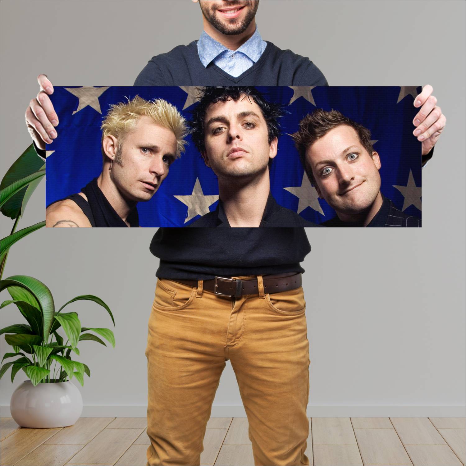Cuadro grande 30x80cm Green Day Mike, Billie Joe y Tre Cool Musica