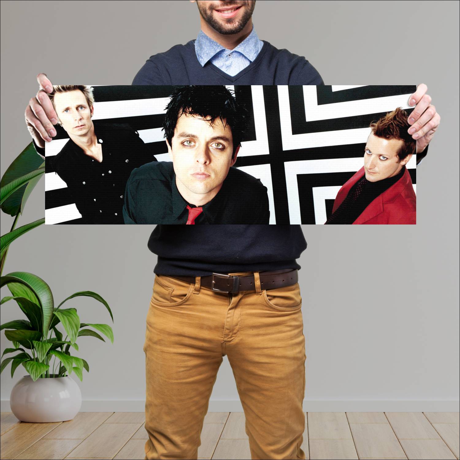 Cuadro grande 30x80cm Mike, Billie Joe y Tre Cool Green Day Musica