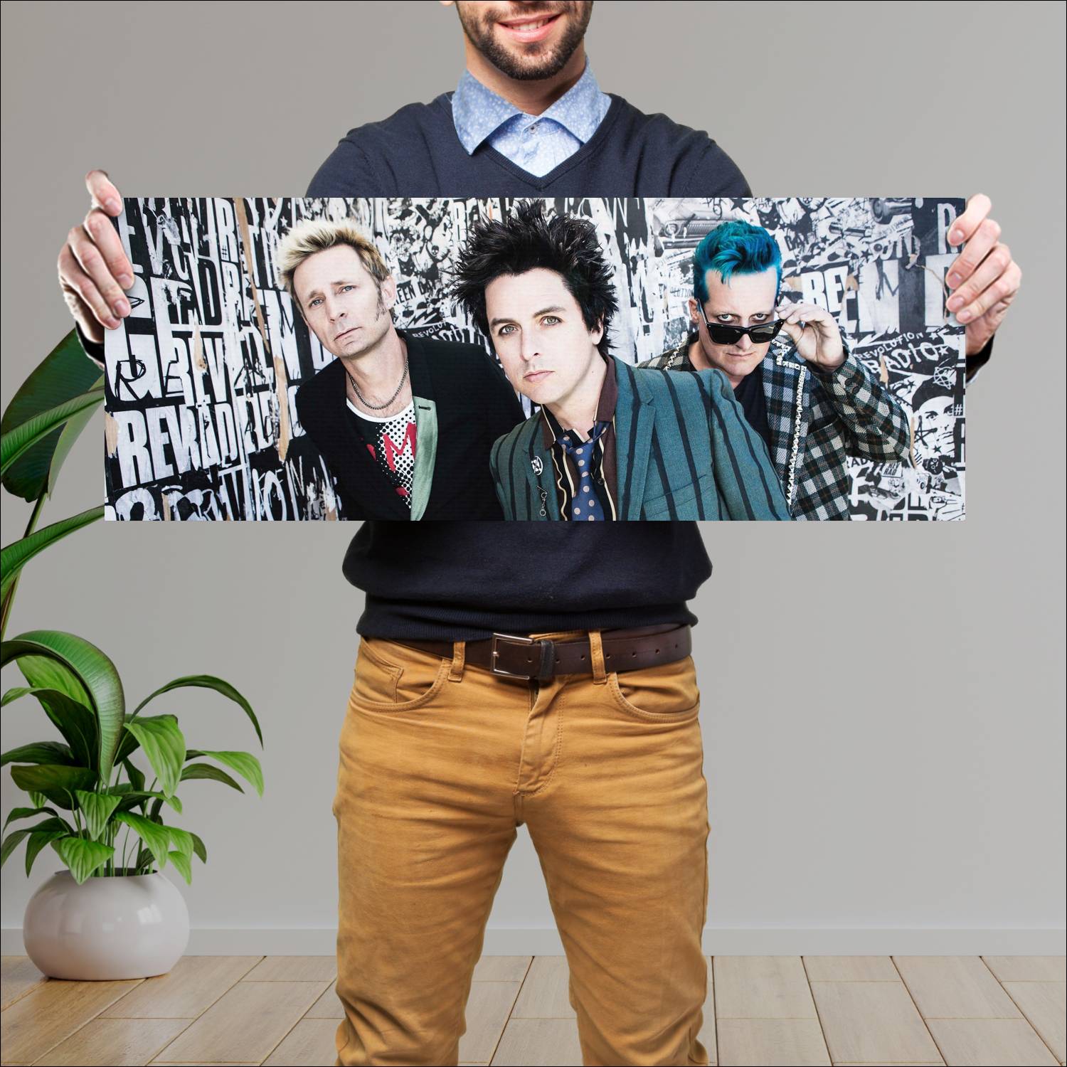 Cuadro grande 30x80cm Green Day Revolution Radio Musica