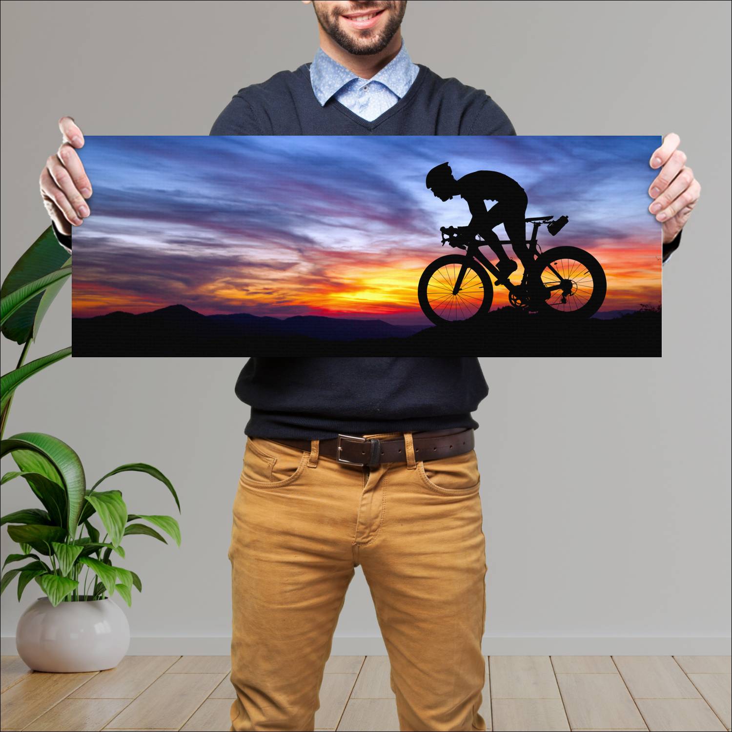 Cuadro grande 30x80cm Andando en bicicleta Diseño AN