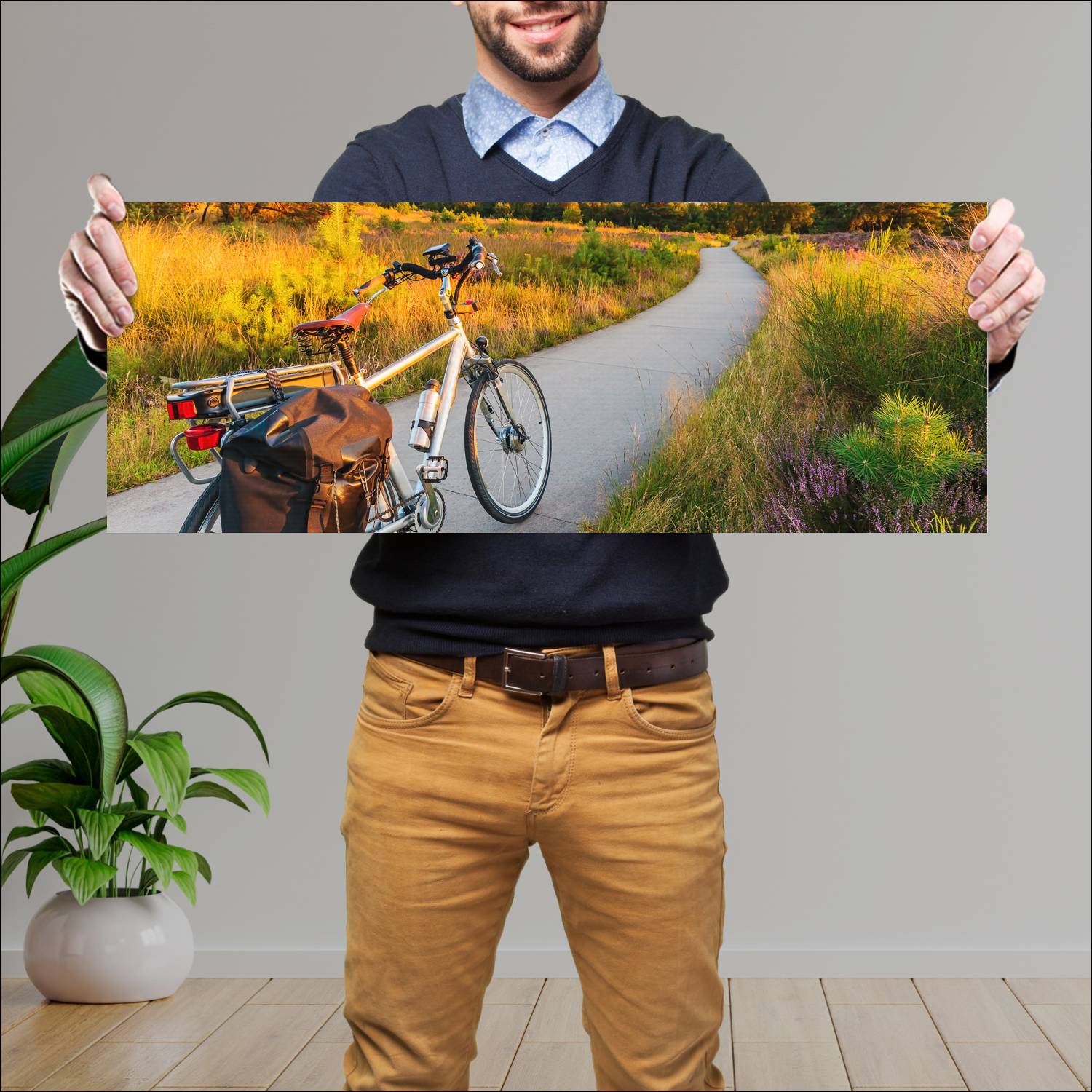 Cuadro grande 30x80cm Bici en el camino Diseño AN