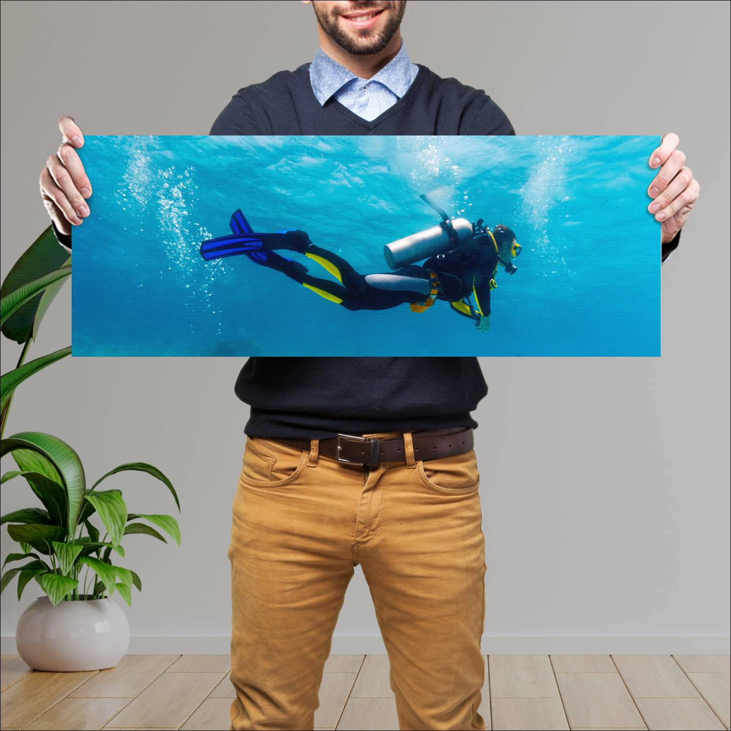 Cuadro grande 30x80cm Buceando Diseño AN