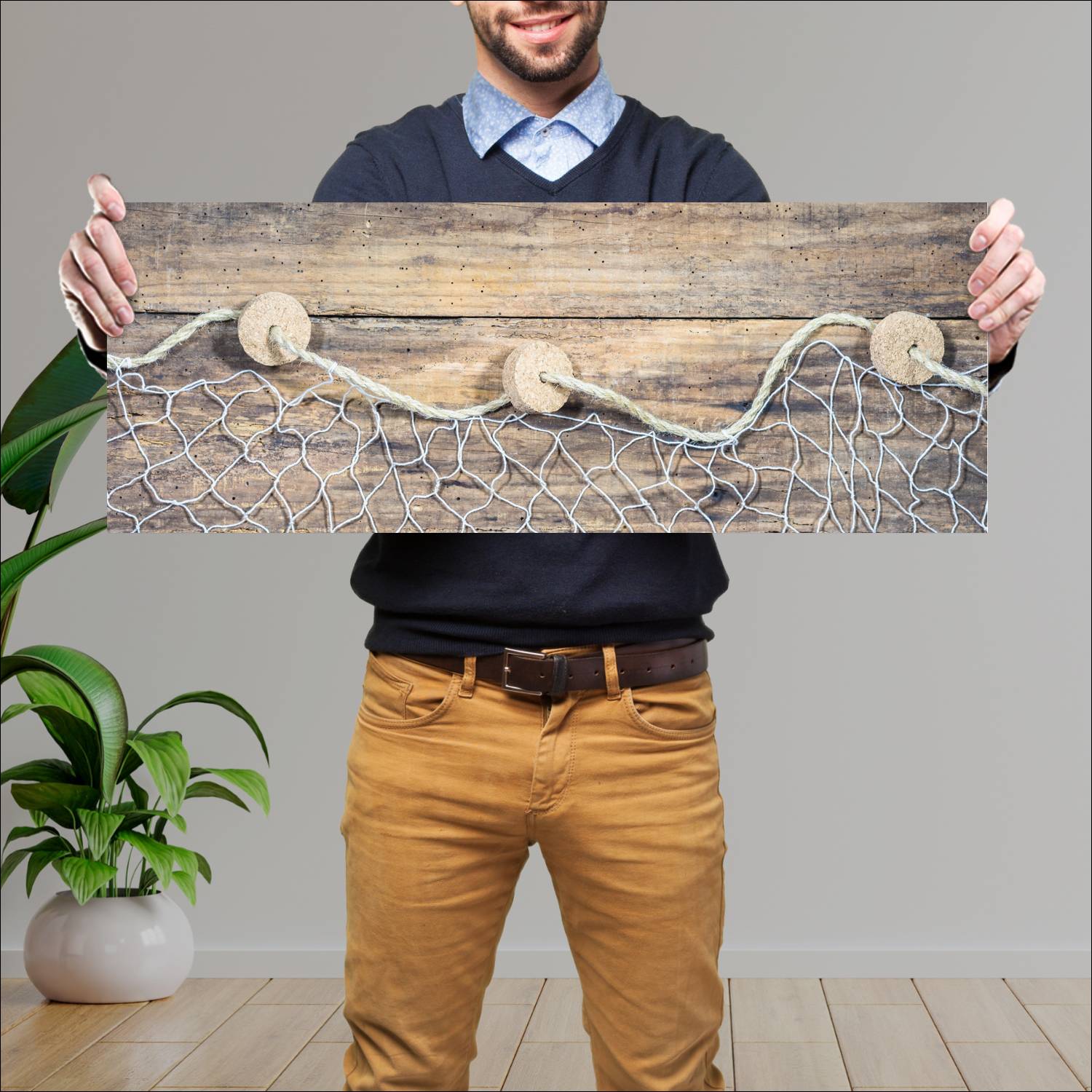 Cuadro grande 30x80cm Red para pescar Diseño AN