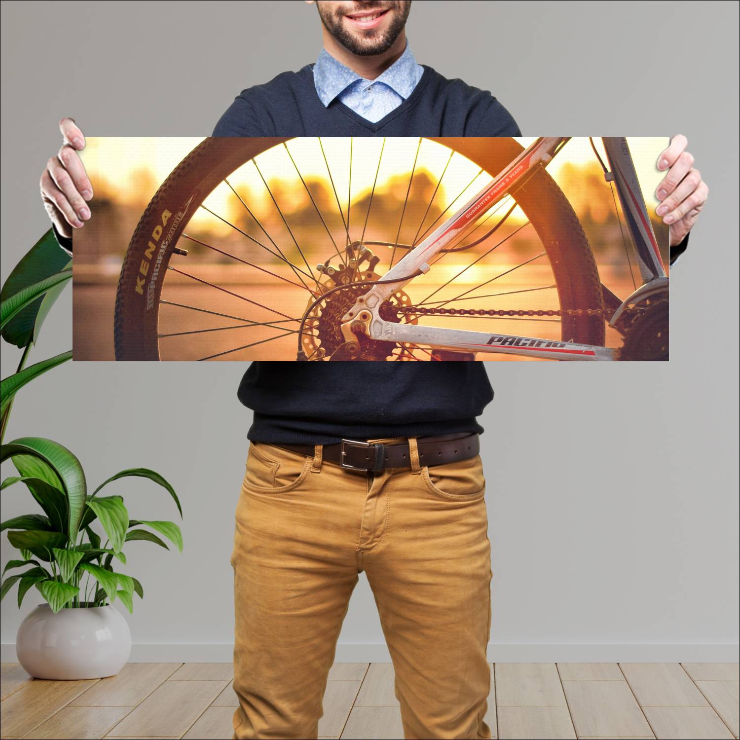 Cuadro grande 30x80cm Rueda de bicicleta Diseño AN