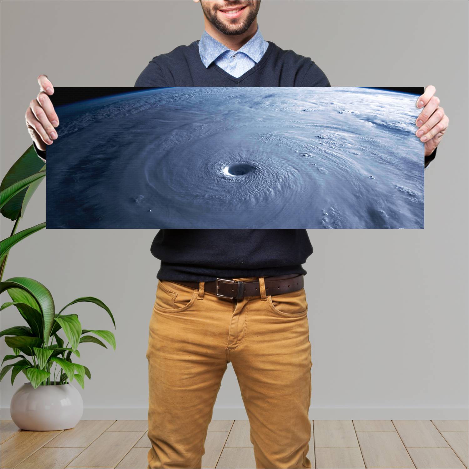 Cuadro grande 30x80cm La Tierra Nubes Universo