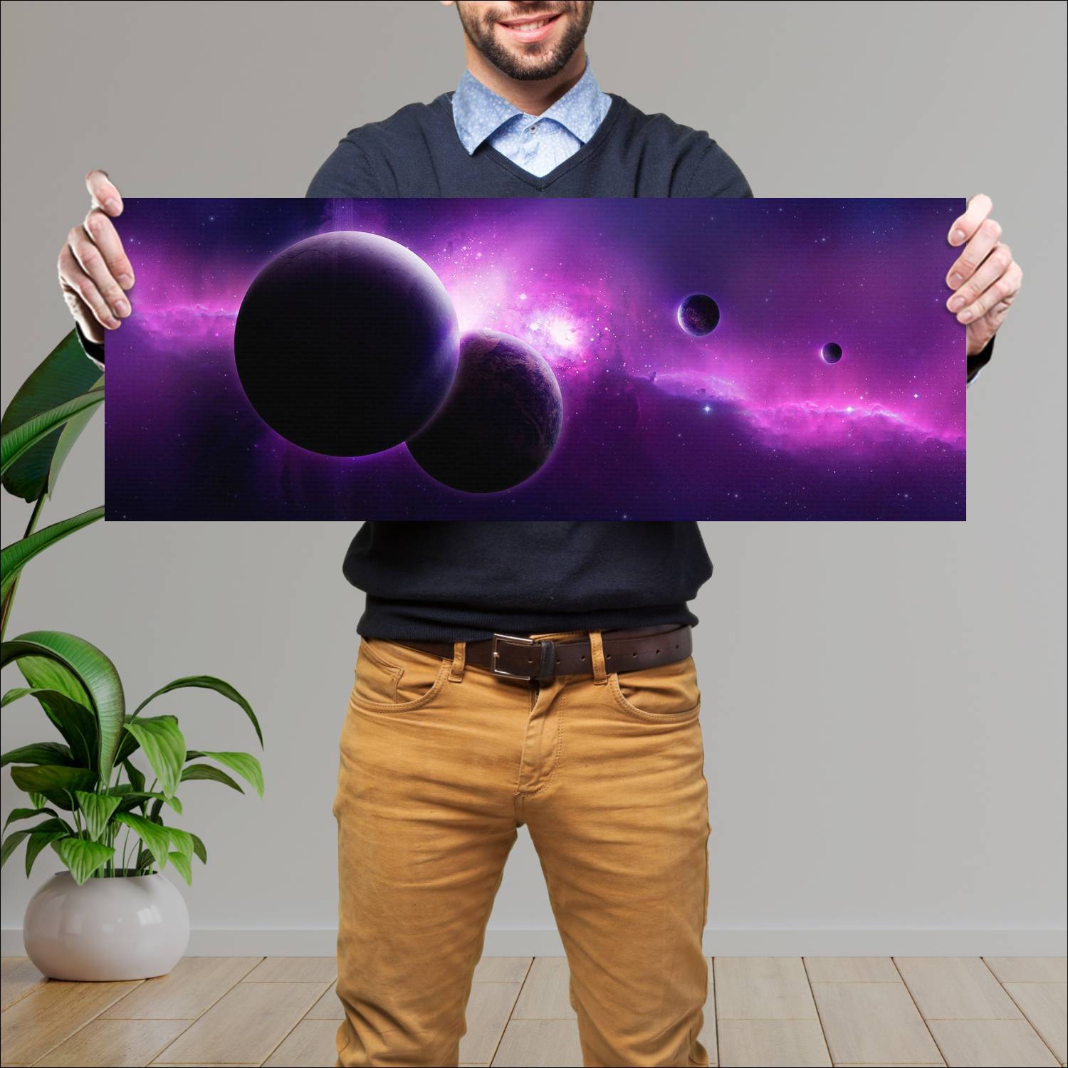 Cuadro grande 30x80cm Planeta Ciencia Ficcion Universo