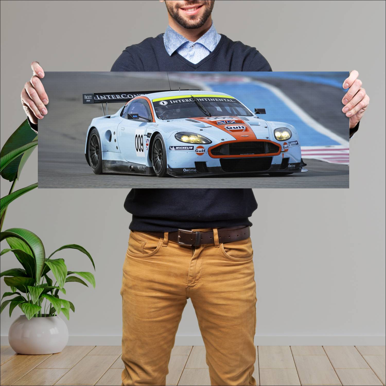 Cuadro grande 30x80cm 2008 aston martin dbr9 gulf 282 Aston Martin