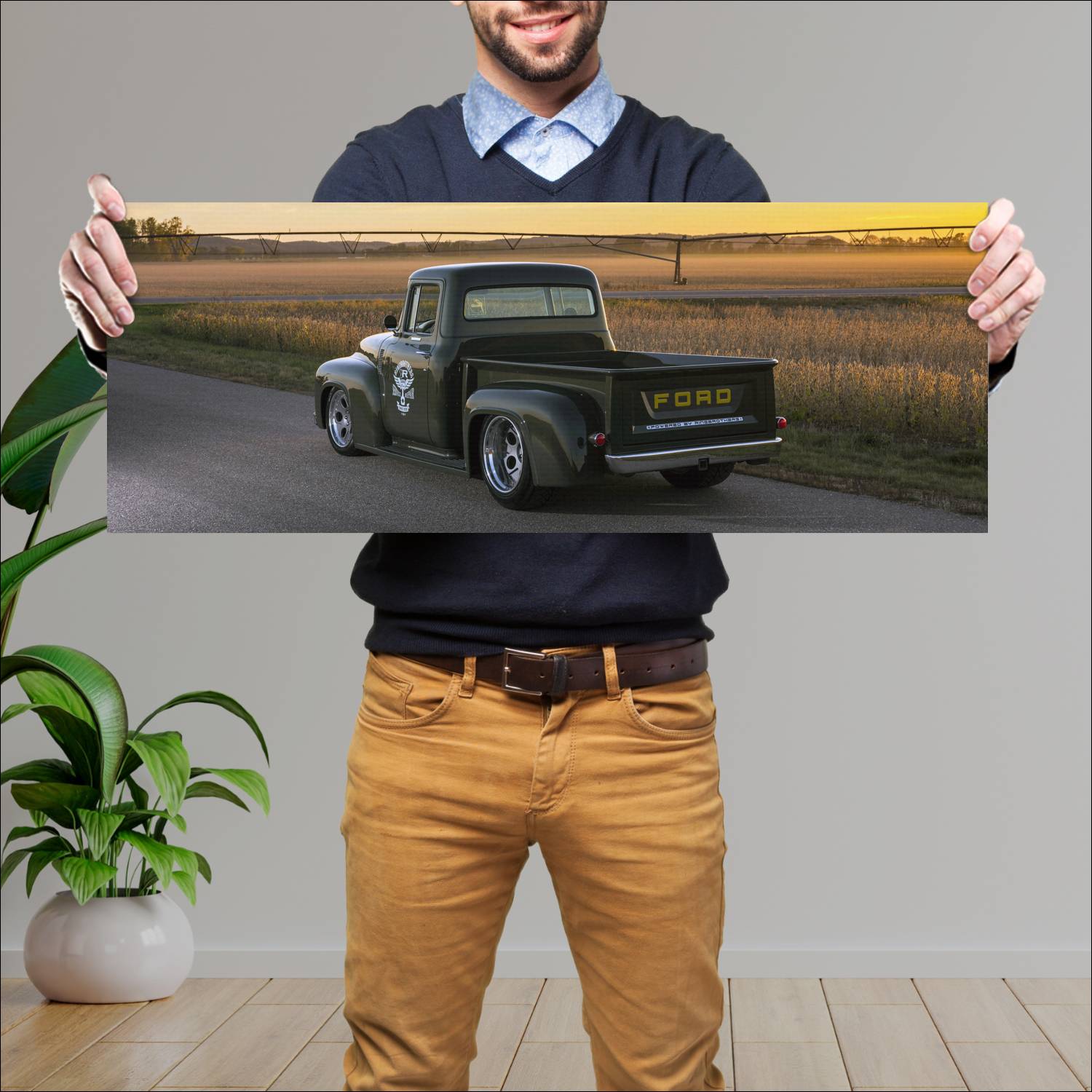 Cuadro grande 30x80cm 1956 Ringbrothers Ford F 100 Clem Ford