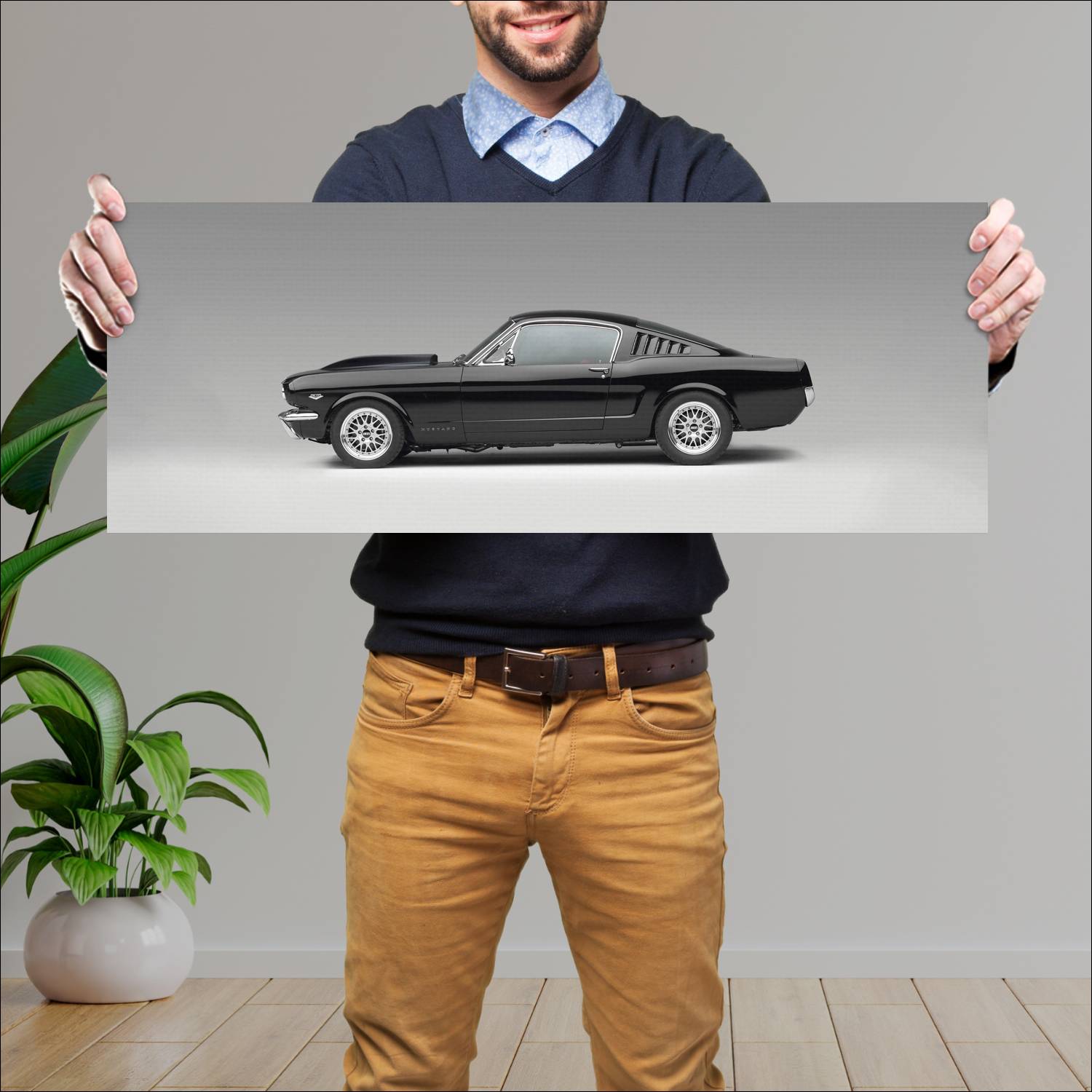 Cuadro grande 30x80cm 1965 Ford Mustang Fastback 002 Ford