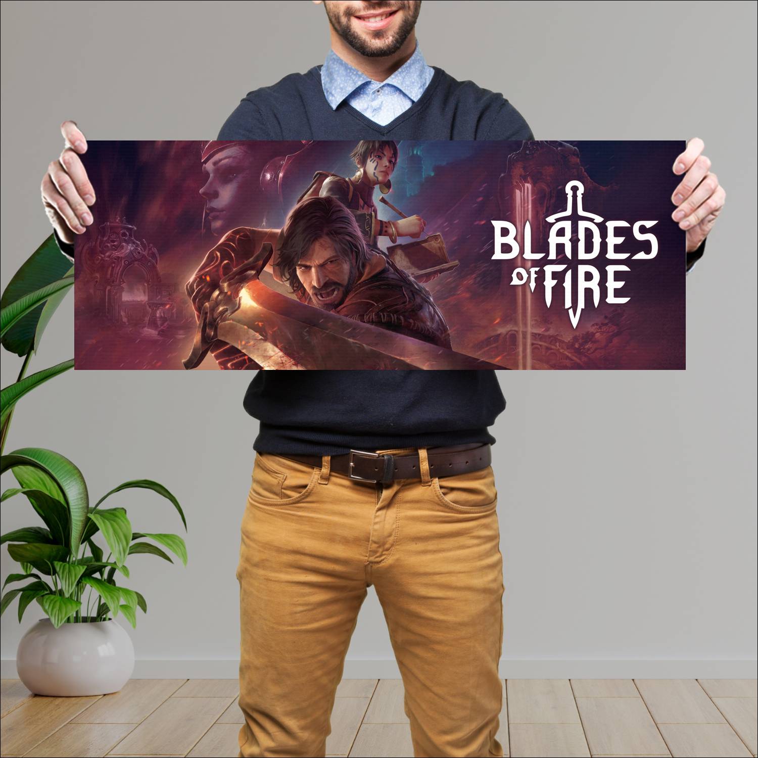Cuadro grande 30x80cm blades of fire key 21672 Gamer