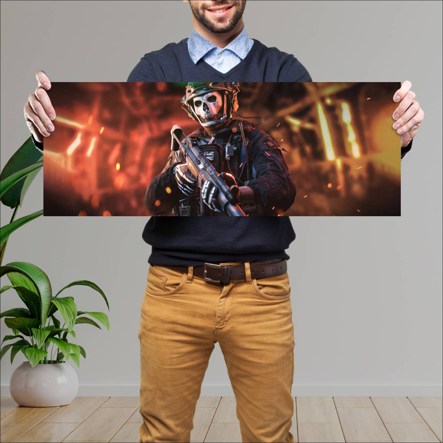 Cuadro grande 30x80cm call of duty ghost 19093 Gamer