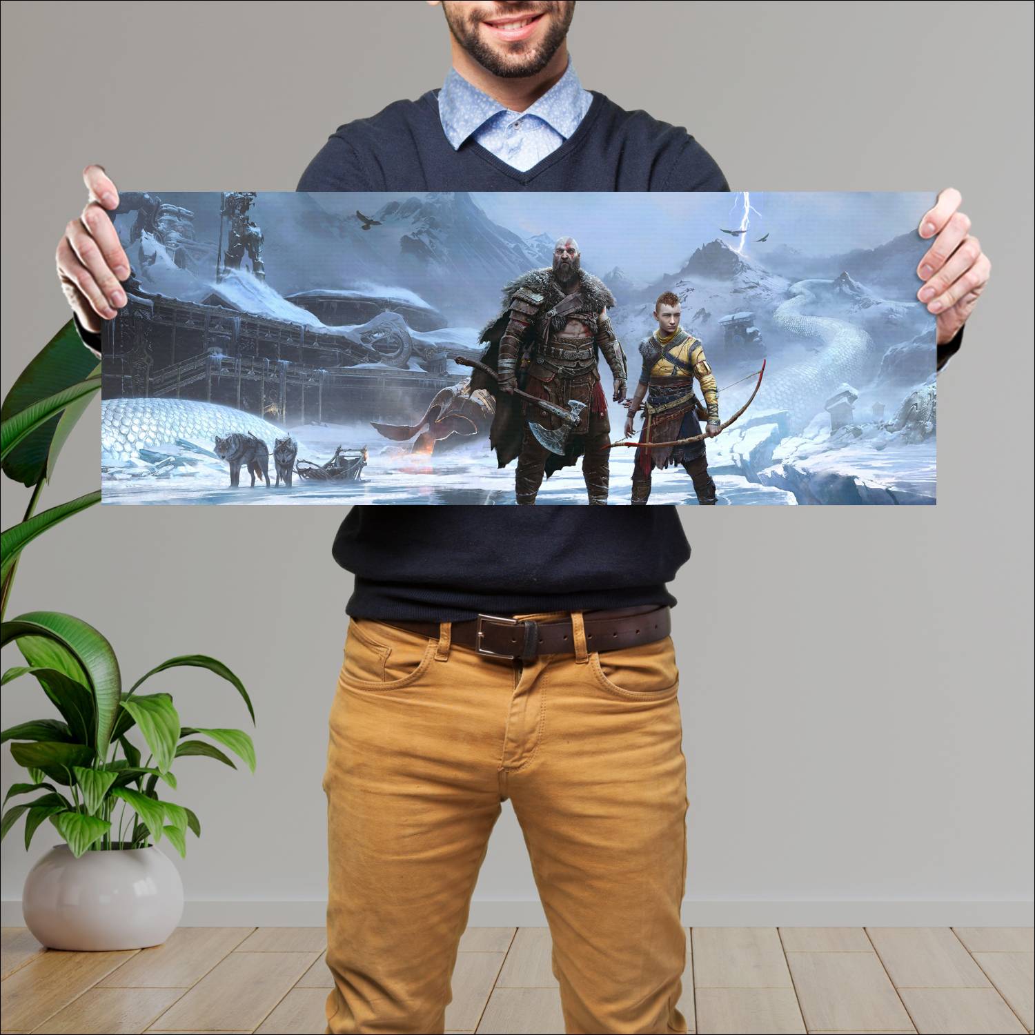 Cuadro grande 30x80cm god of war ragnarok 21035 Gamer