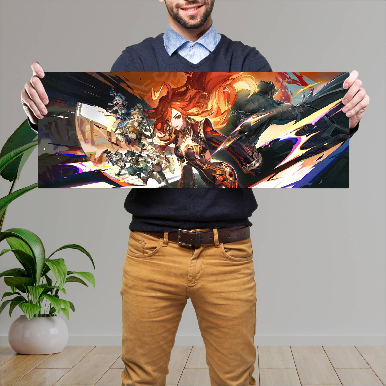 Cuadro grande 30x80cm mavuika genshin impact 18934 Gamer
