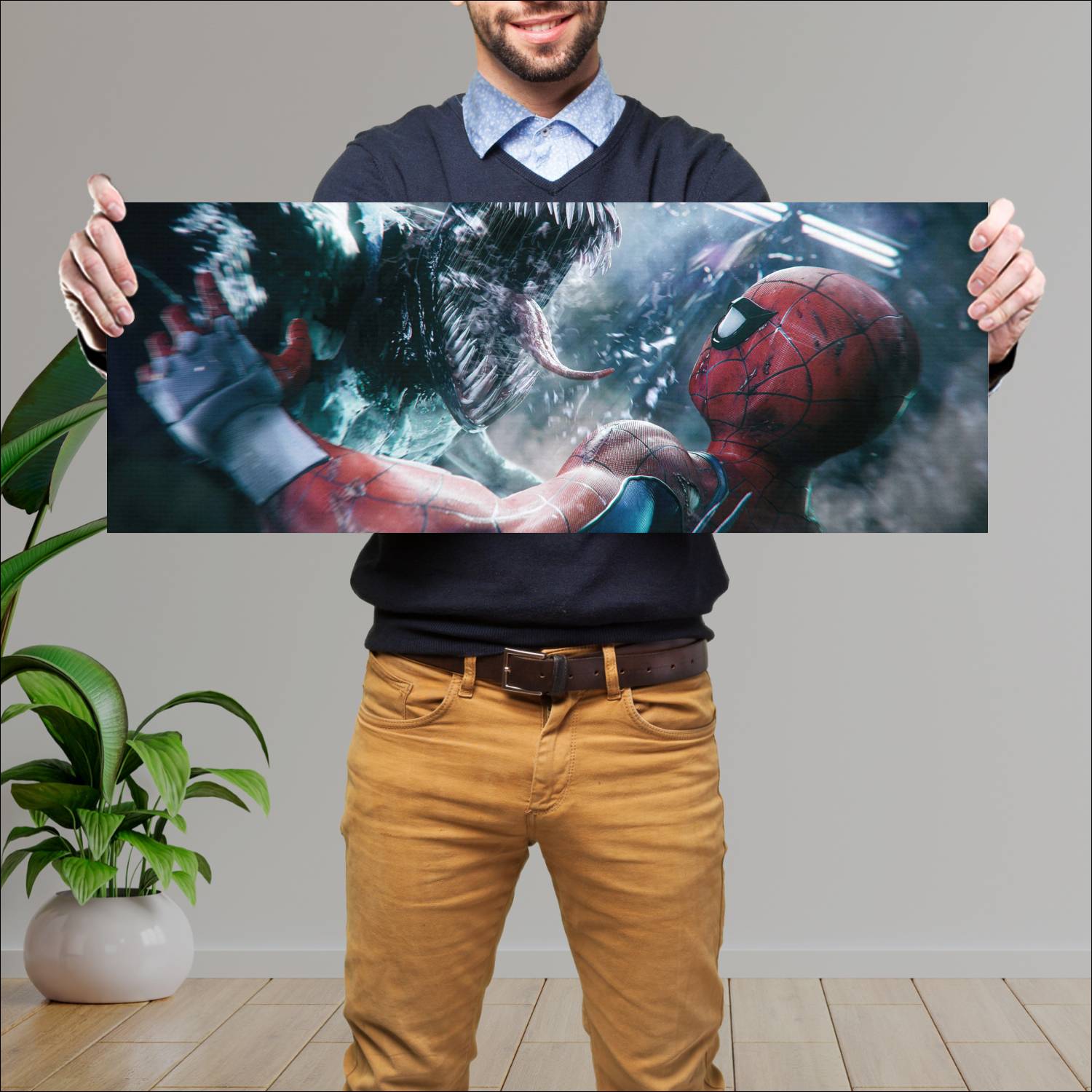 Cuadro grande 30x80cm venom vs spiderman 21374 Gamer