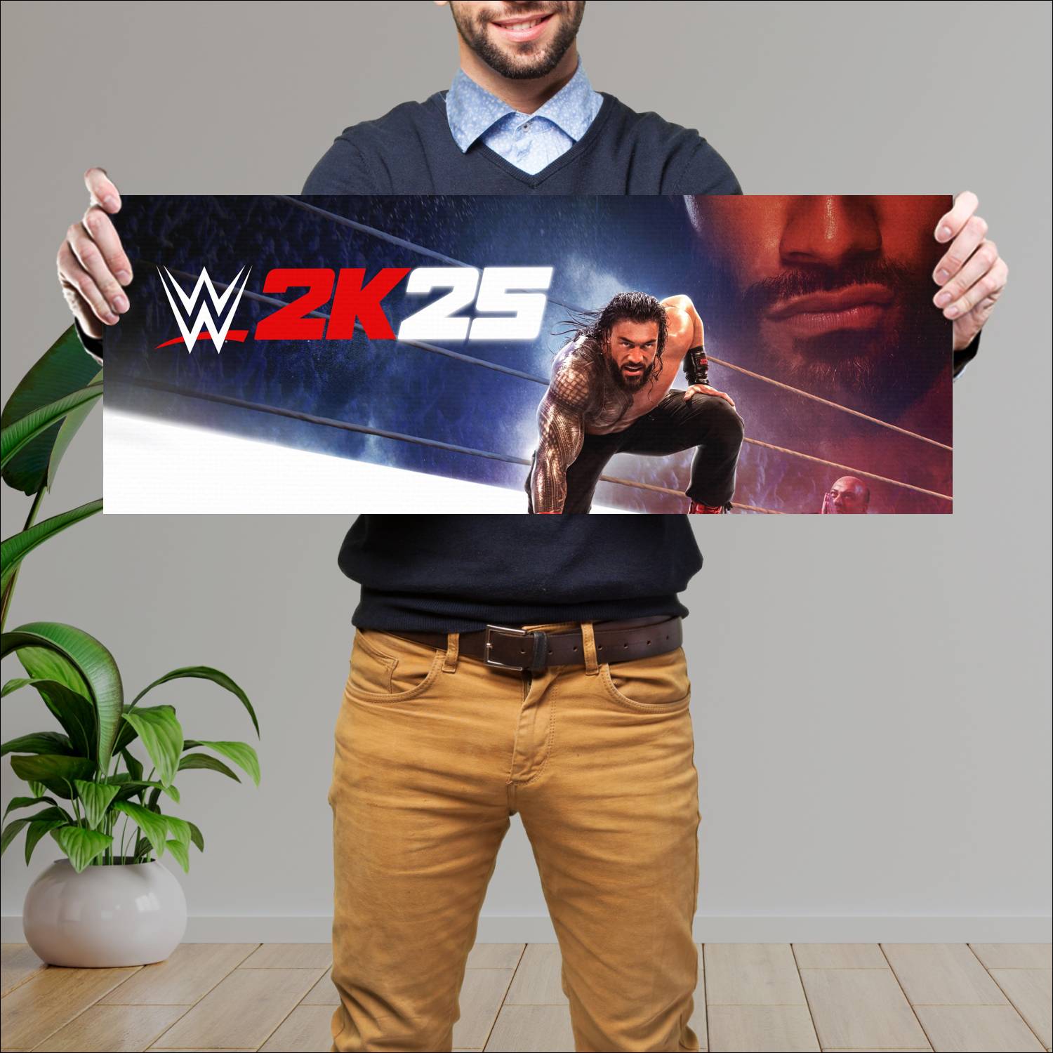 Cuadro grande 30x80cm wwe 2k25 roman 21045 Gamer