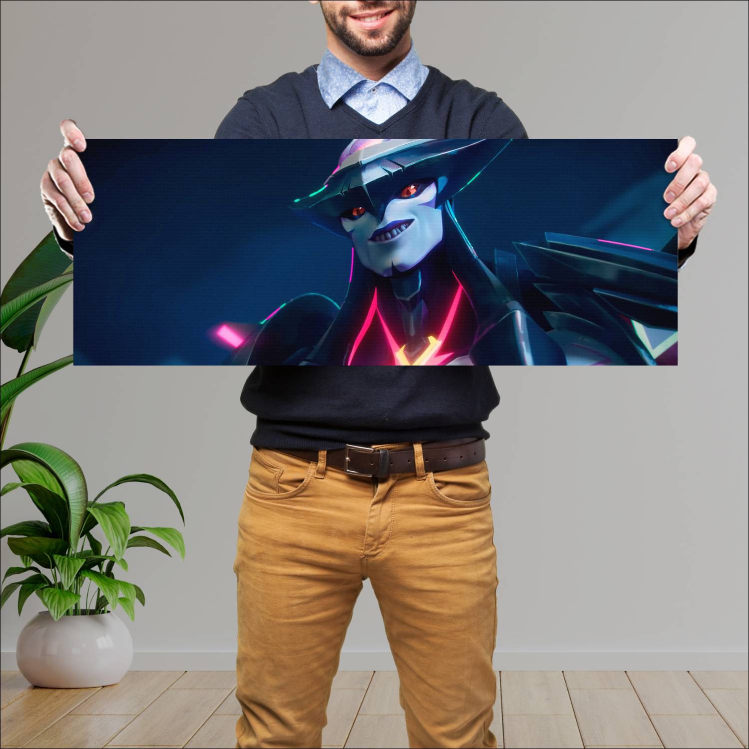 Cuadro grande 30x80cm aatrox primodian anima squad cinematic league-of-legends