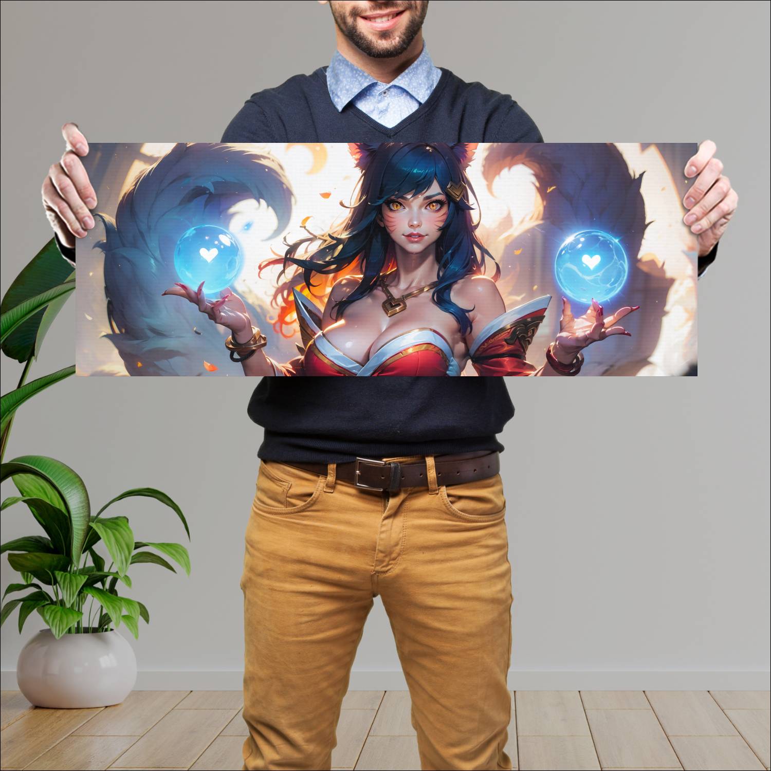 Cuadro grande 30x80cm ahri orb league of legends