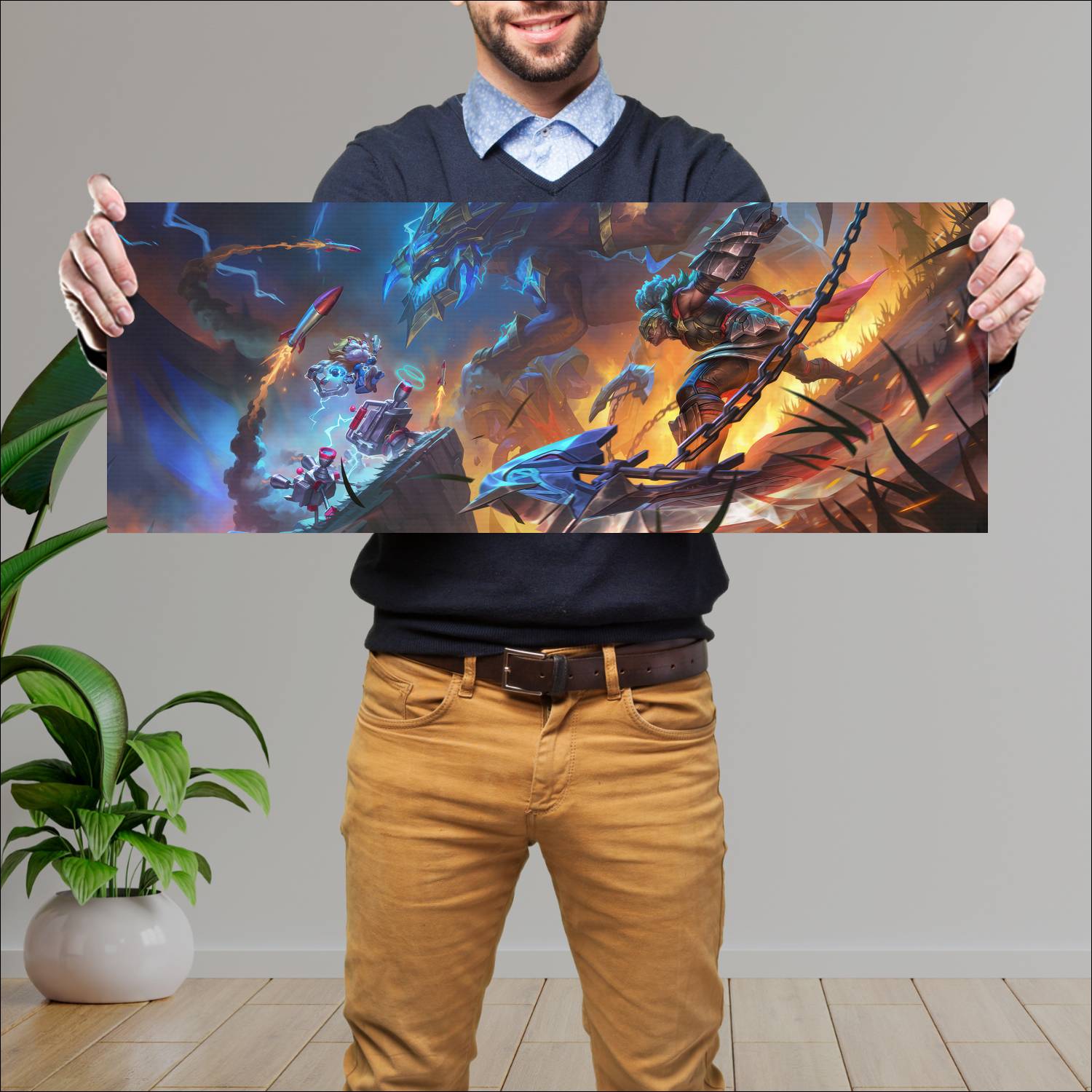 Cuadro grande 30x80cm ambessa wild rift league of legends