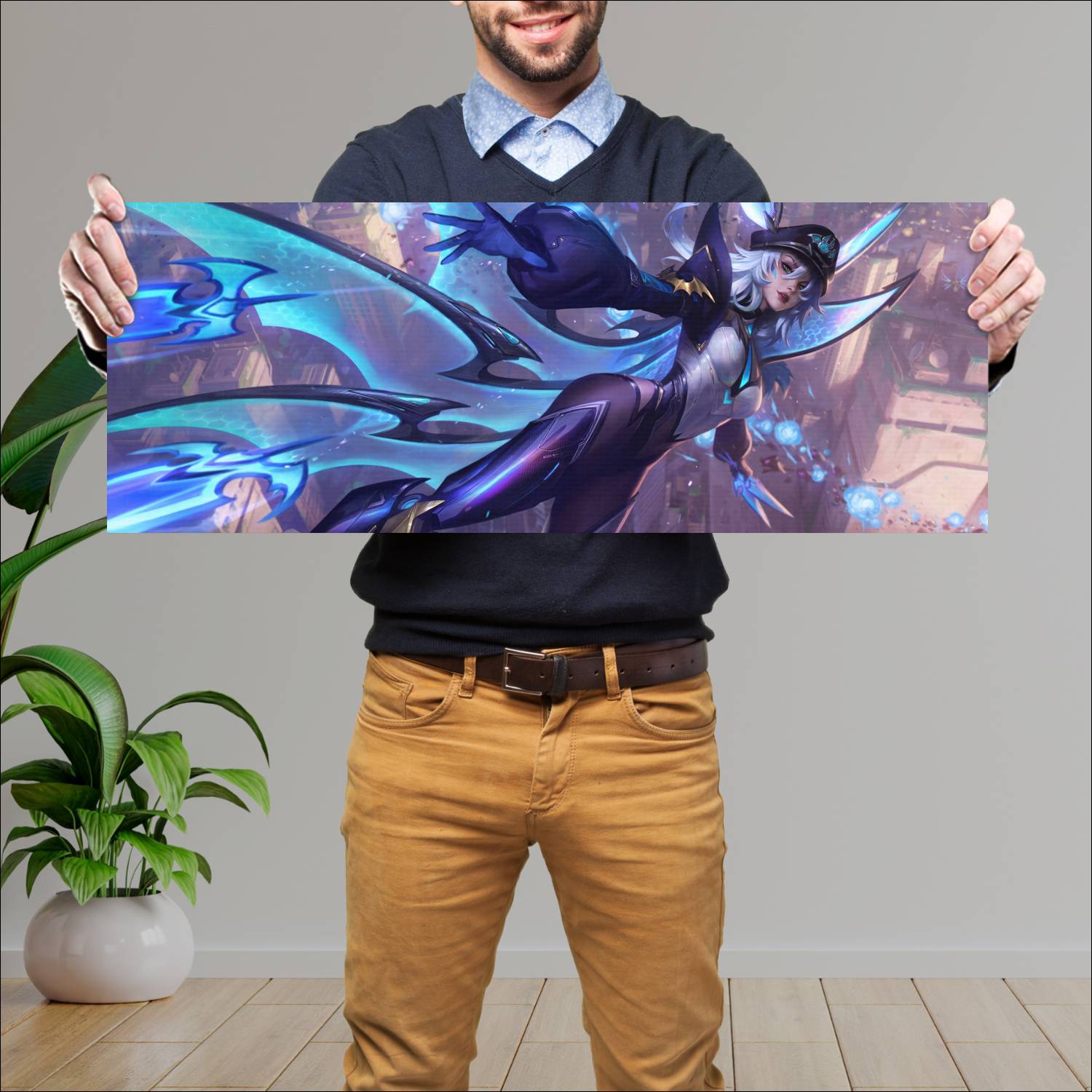 Cuadro grande 30x80cm battle bat xayah skin league of legends