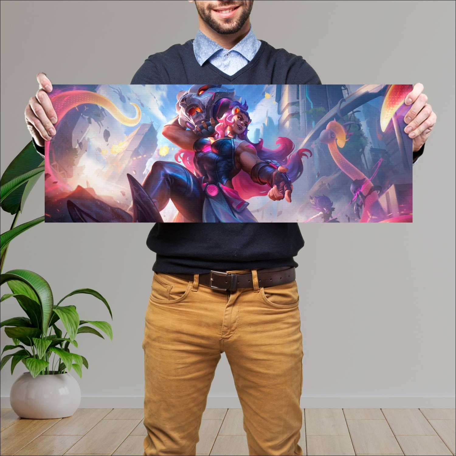 Cuadro grande 30x80cm battle bear illaoi lol skin league of legends