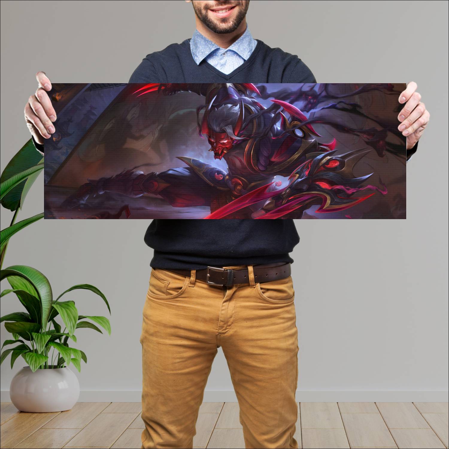 Cuadro grande 30x80cm blood moon zed skin lol league of legends