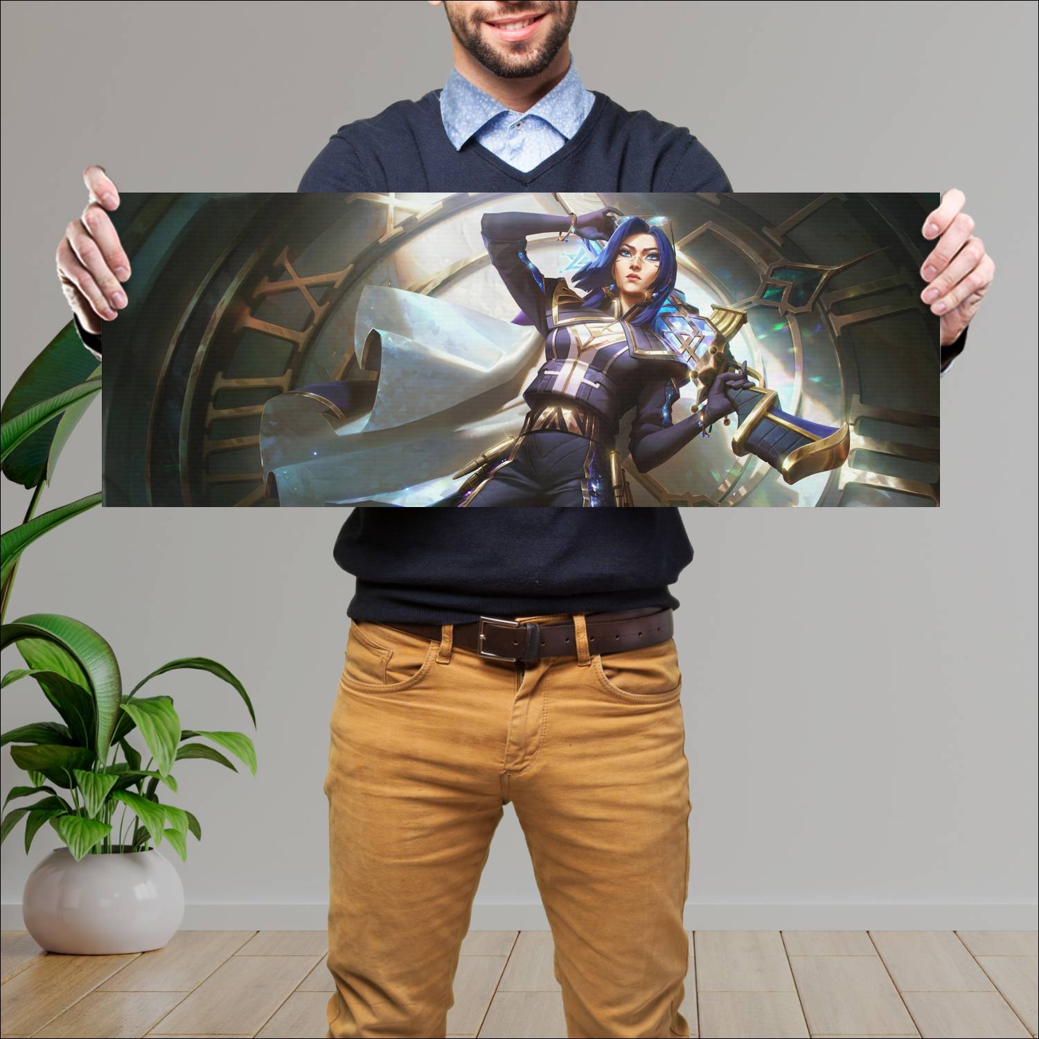 Cuadro grande 30x80cm caitlyn arcane commander prestige skin lol league of legends
