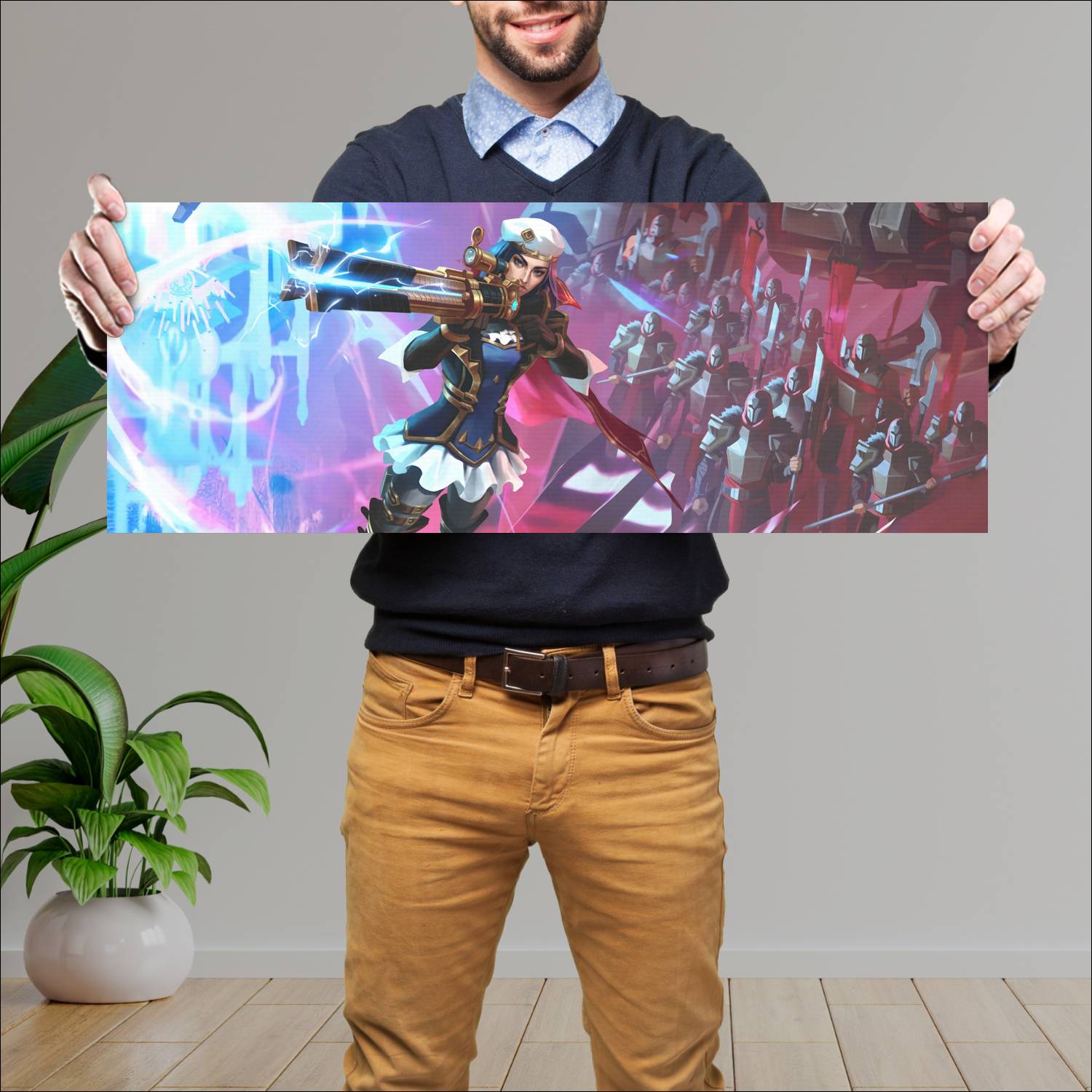 Cuadro grande 30x80cm caitlyn arcane lol wild rift league of legends